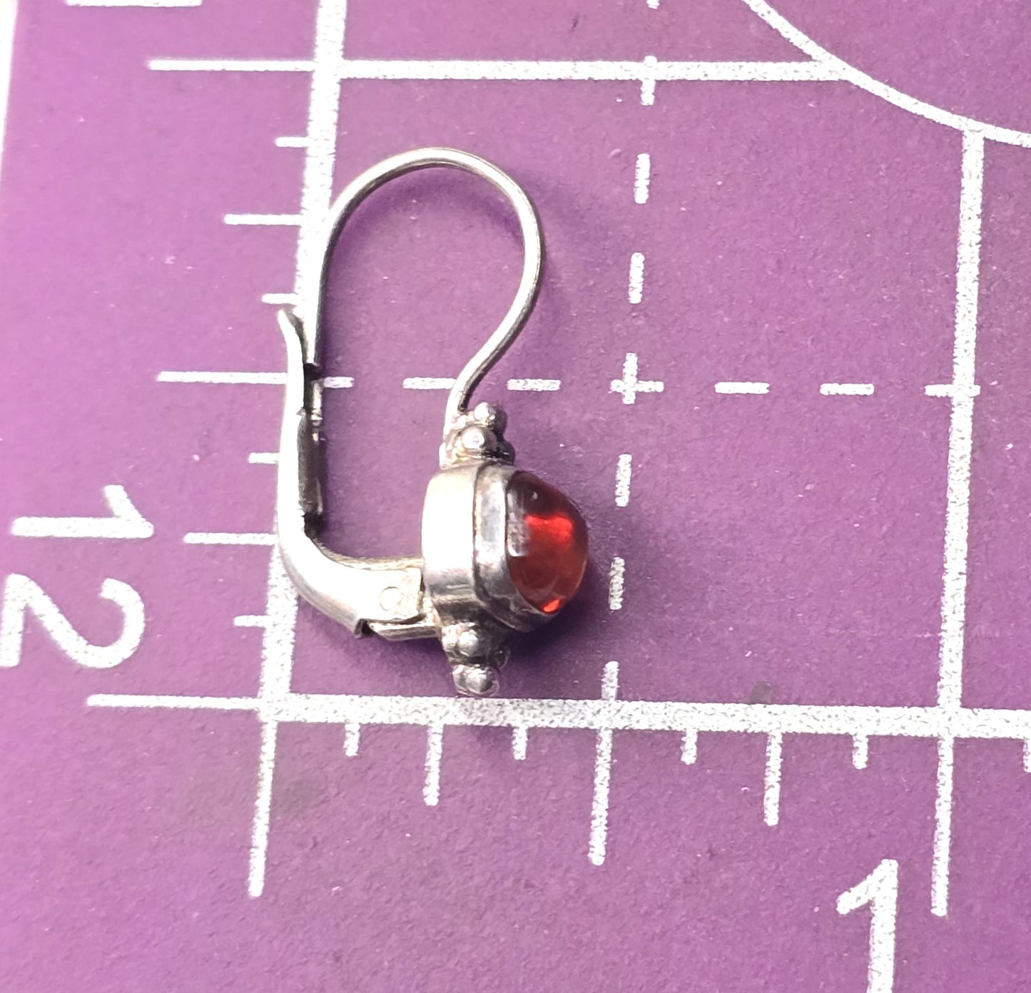 Amber sterling silver Bali Balinese tribal lever back petite vintage earrings