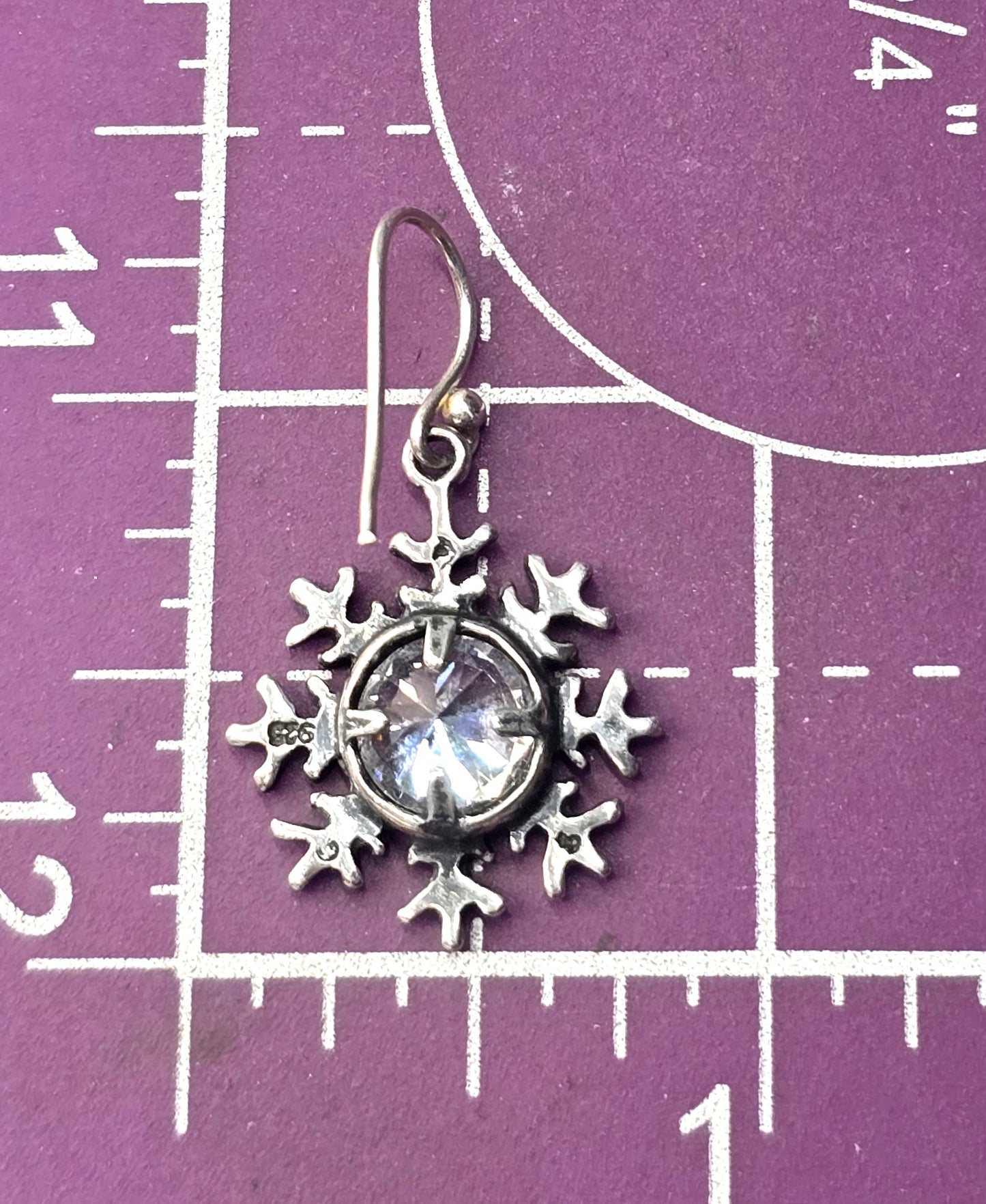Silpada sterling silver snowflake dangle earrings cubic zirconia W1459