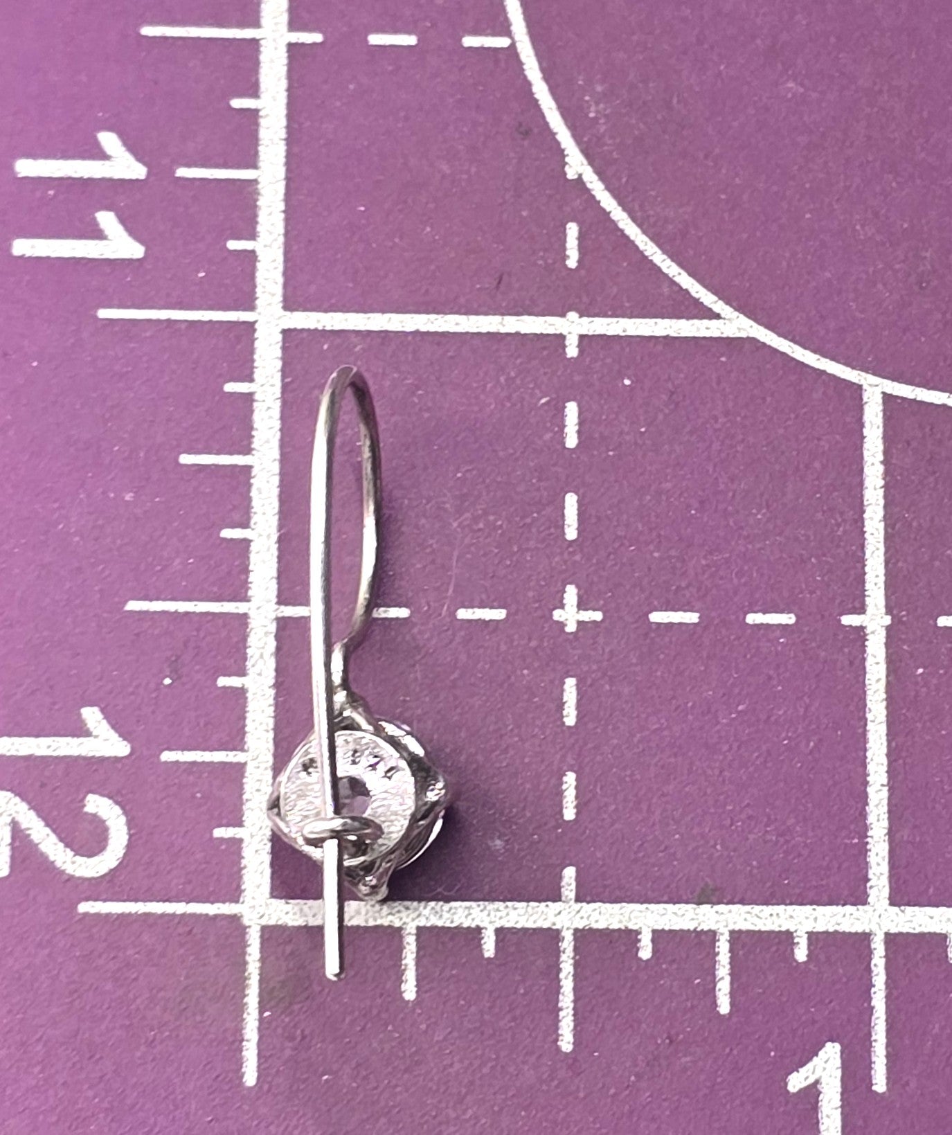 Cubic Zirconia CZ 1ct clear prong set NF solitaire sterling silver drop earrings