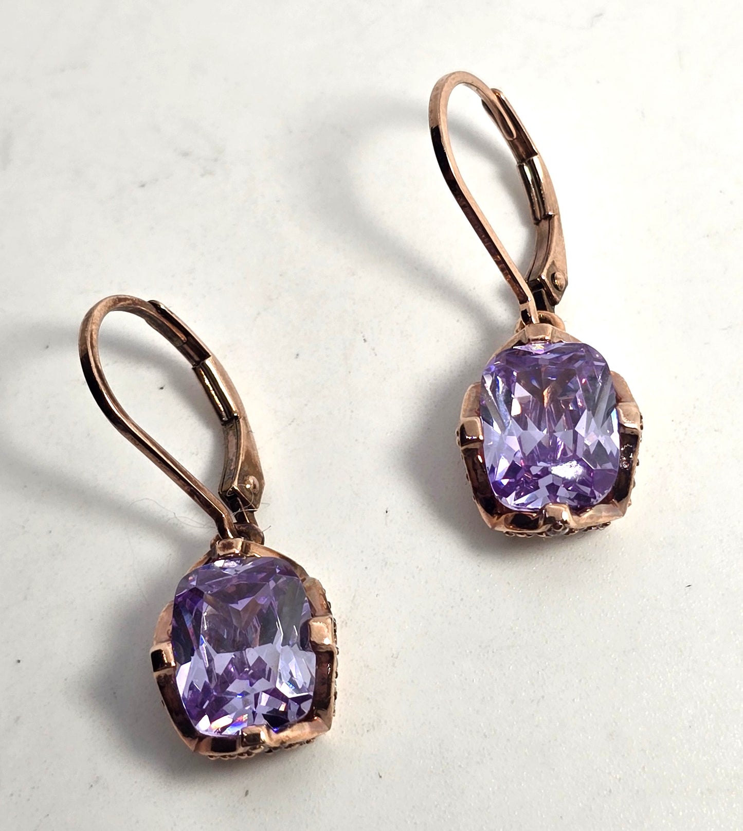 Vanna K for Bella Luce Purple Diamond simulant CZ Rose vermeil sterling silver earrings