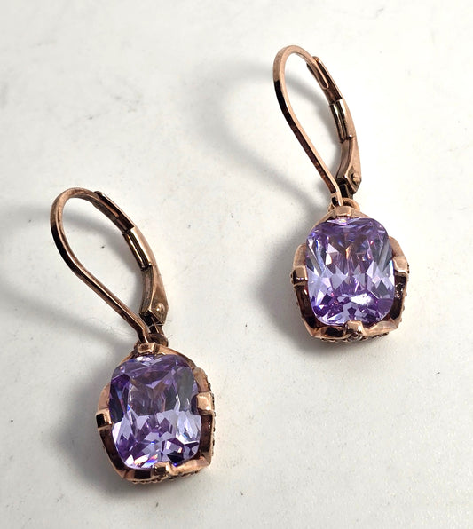 Vanna K for Bella Luce Purple Diamond simulant CZ Rose vermeil sterling silver earrings