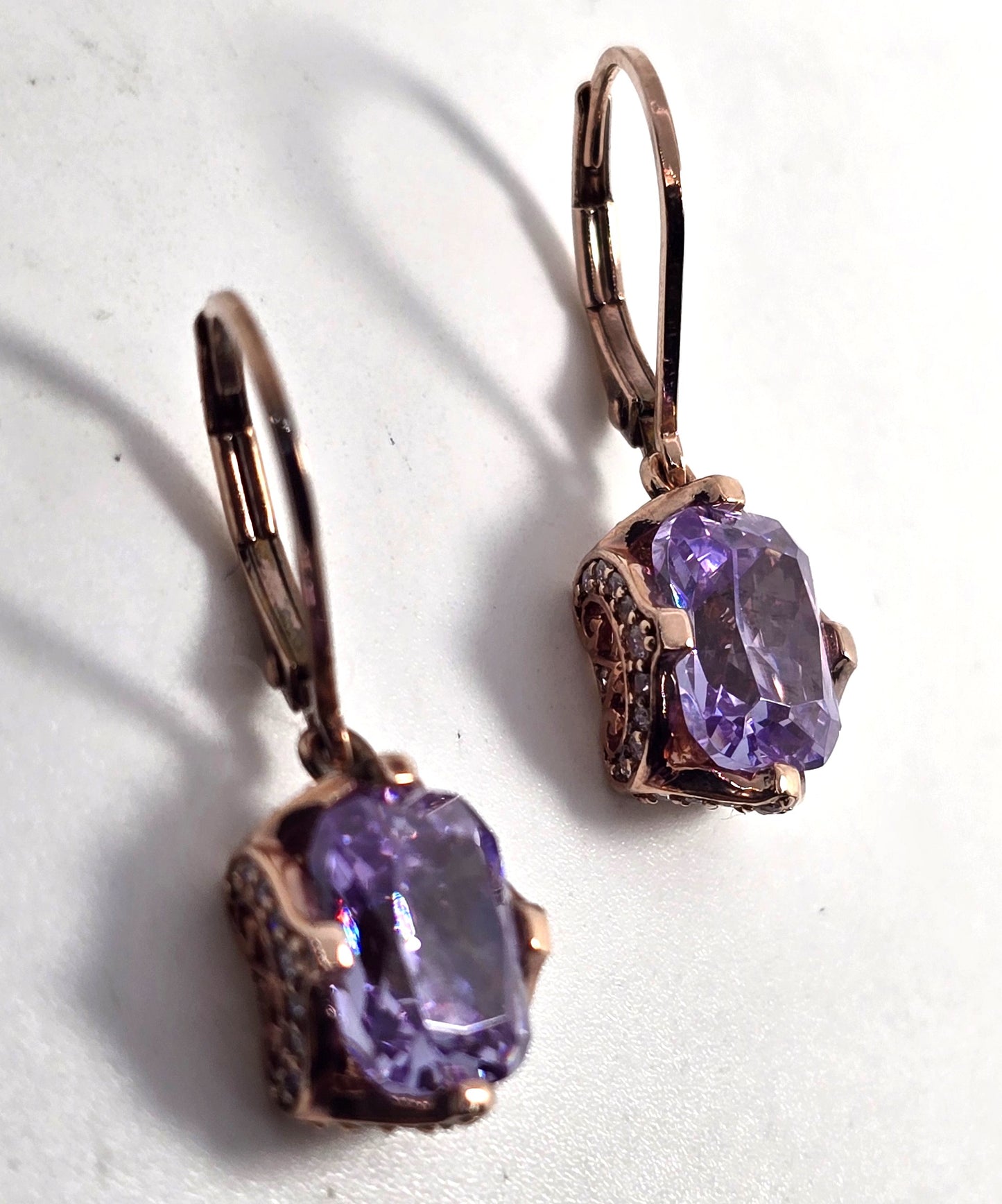 Vanna K for Bella Luce Purple Diamond simulant CZ Rose vermeil sterling silver earrings