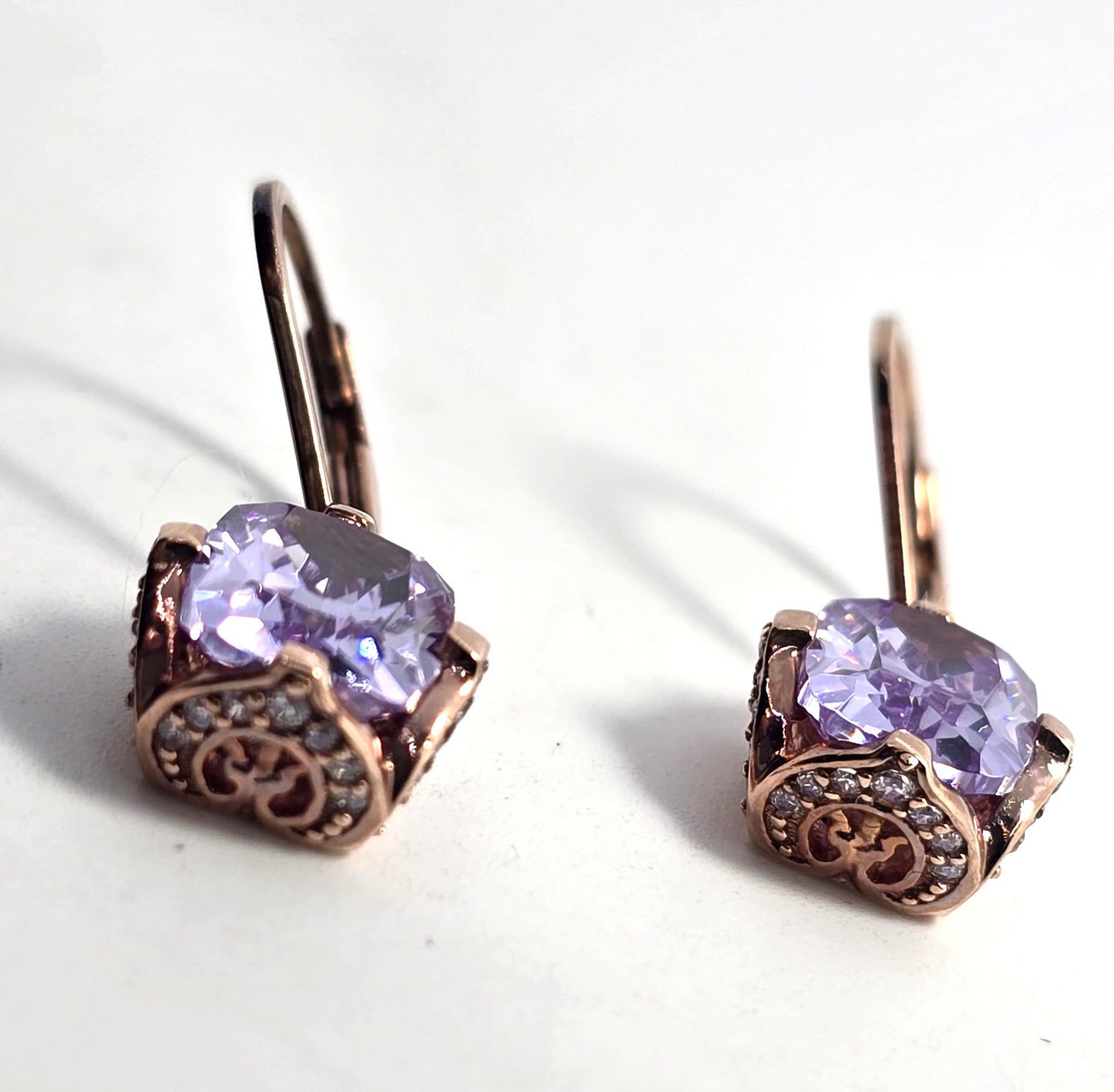 Vanna K for Bella Luce Purple Diamond simulant CZ Rose vermeil sterling silver earrings