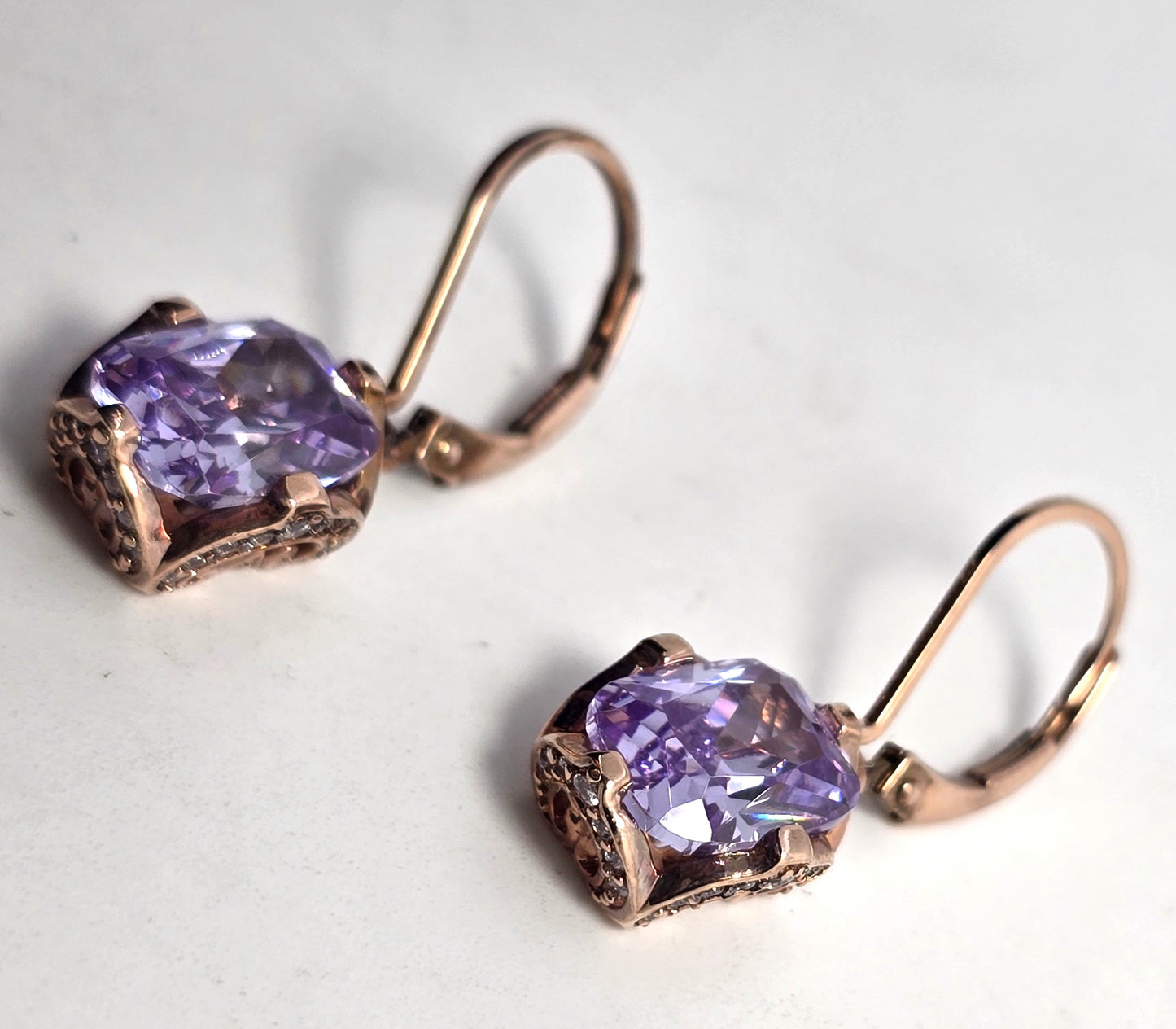 Vanna K for Bella Luce Purple Diamond simulant CZ Rose vermeil sterling silver earrings
