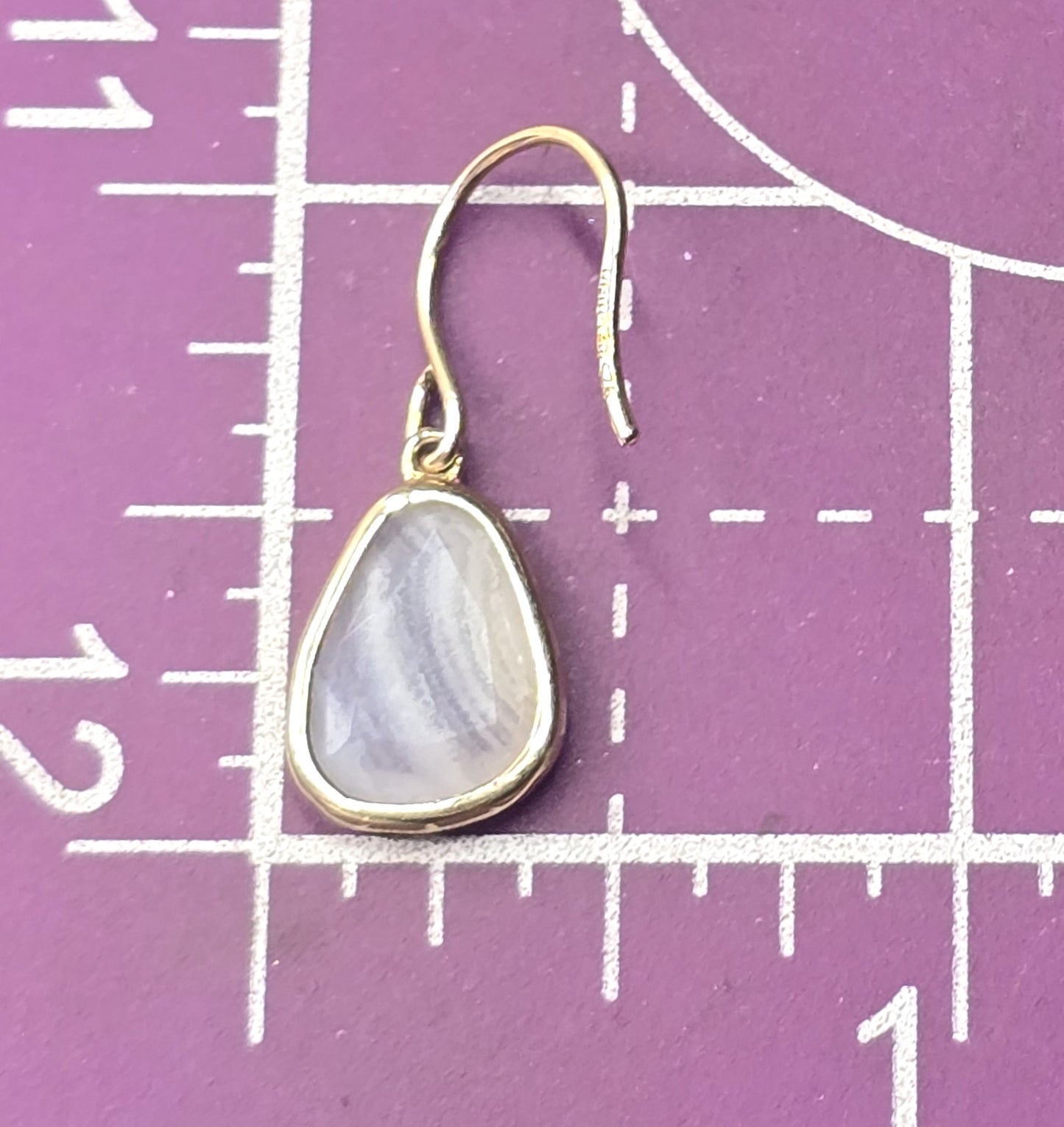 Blue Lace Agate wrapped Vermeil gold over sterling silver drop vintage earrings