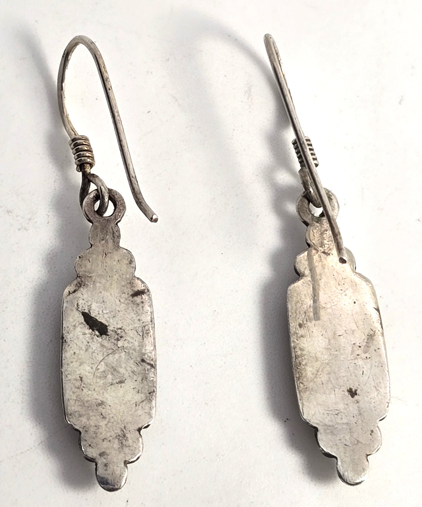 Black enamel sterling silver vintage Bali tribal earrings 925