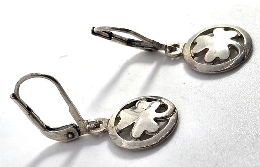 Irish lucky clover vintage sterling silver drop earrings made in Ireland