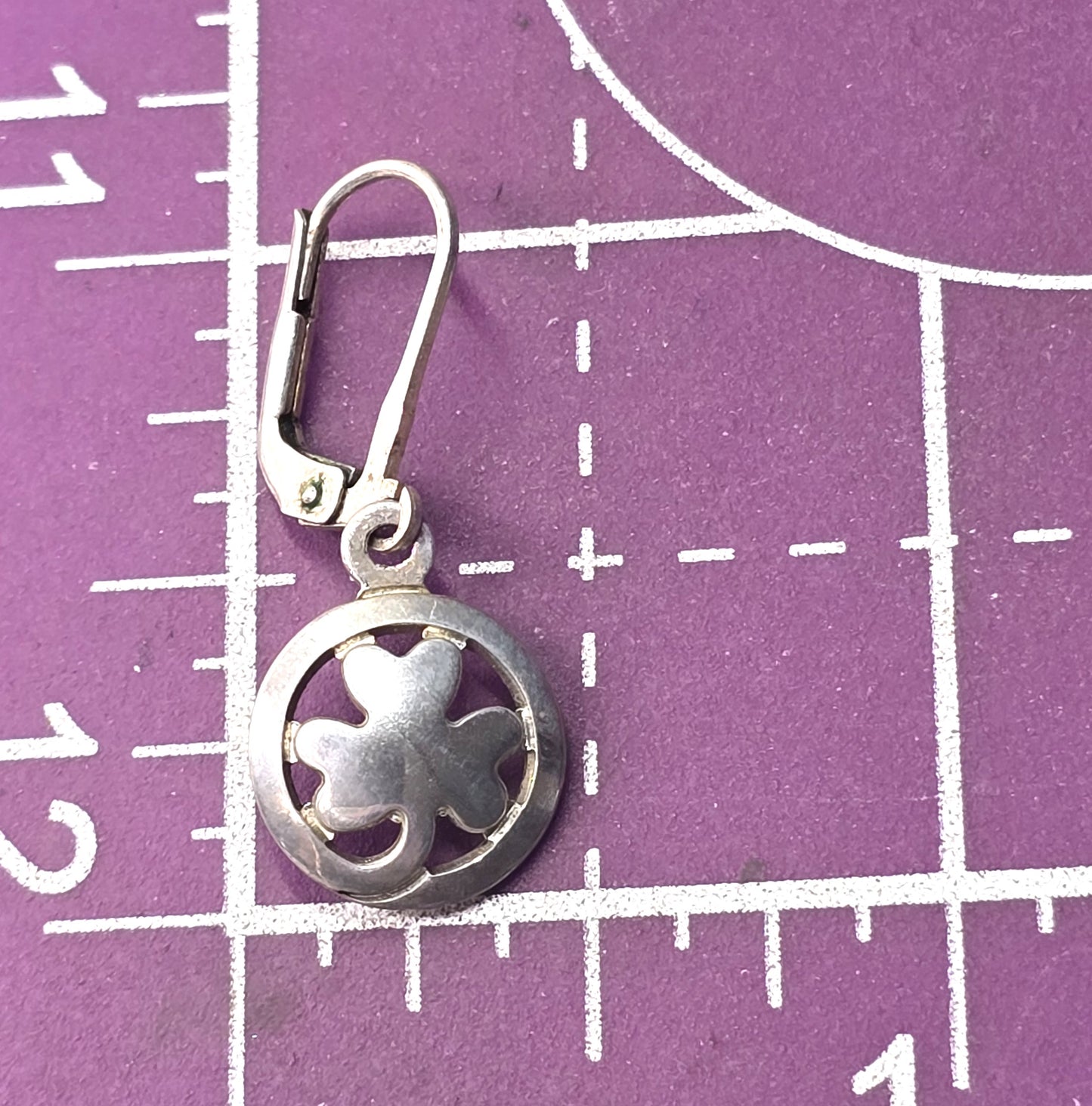 Irish lucky clover vintage sterling silver drop earrings made in Ireland
