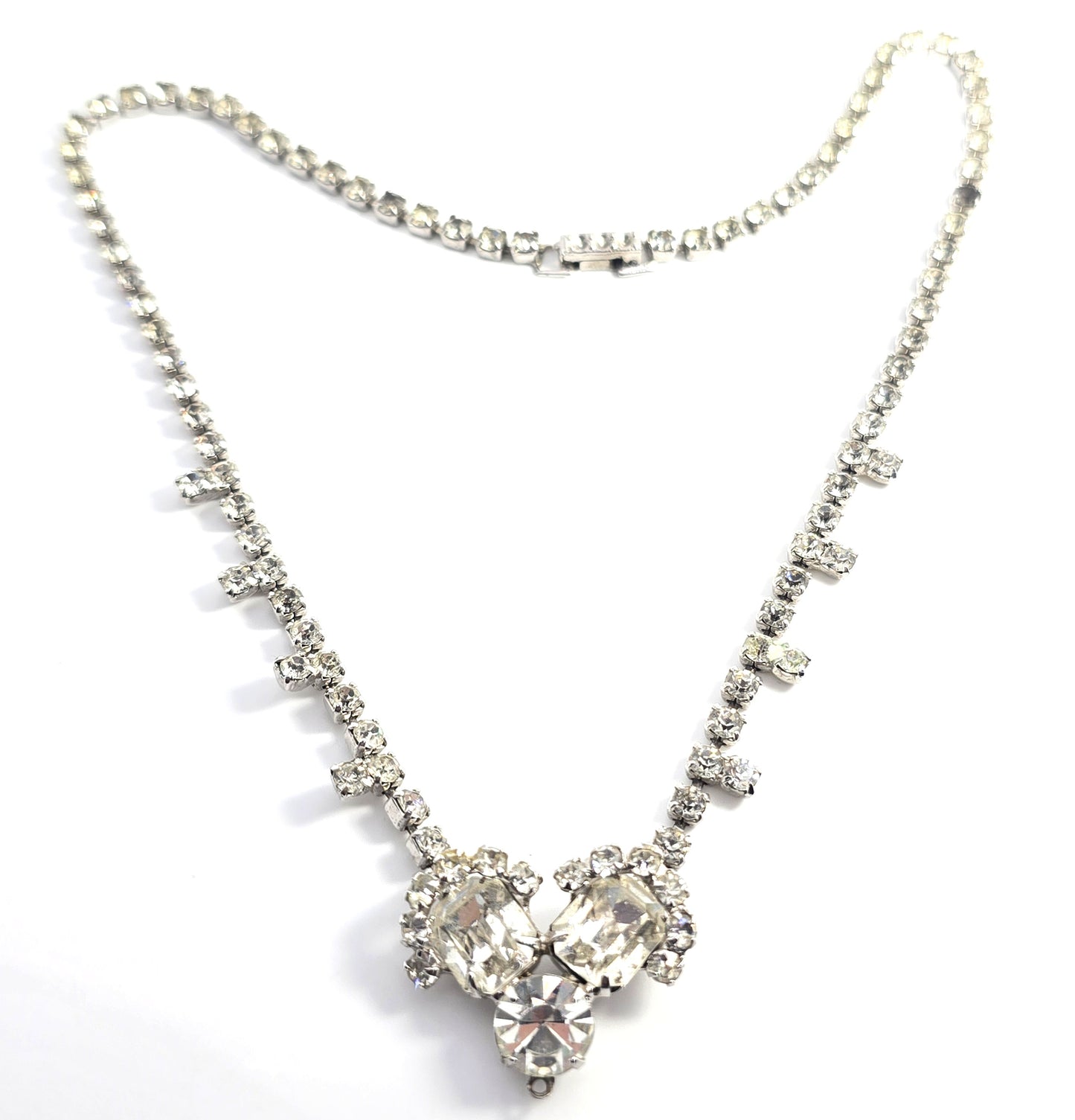 Double halo clear sparkling statement rhinestone vintage choker necklace