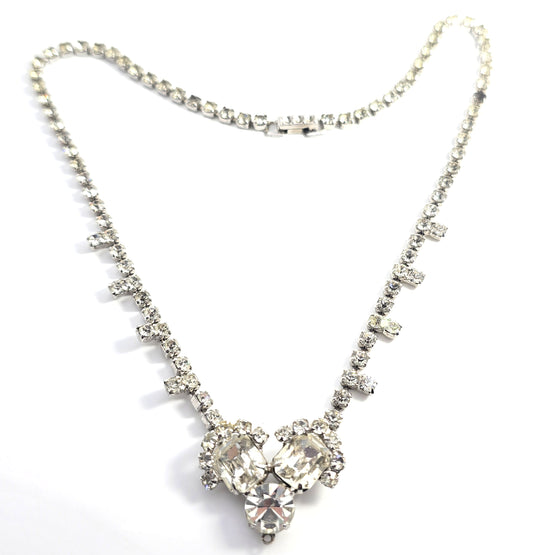 Double halo clear sparkling statement rhinestone vintage choker necklace