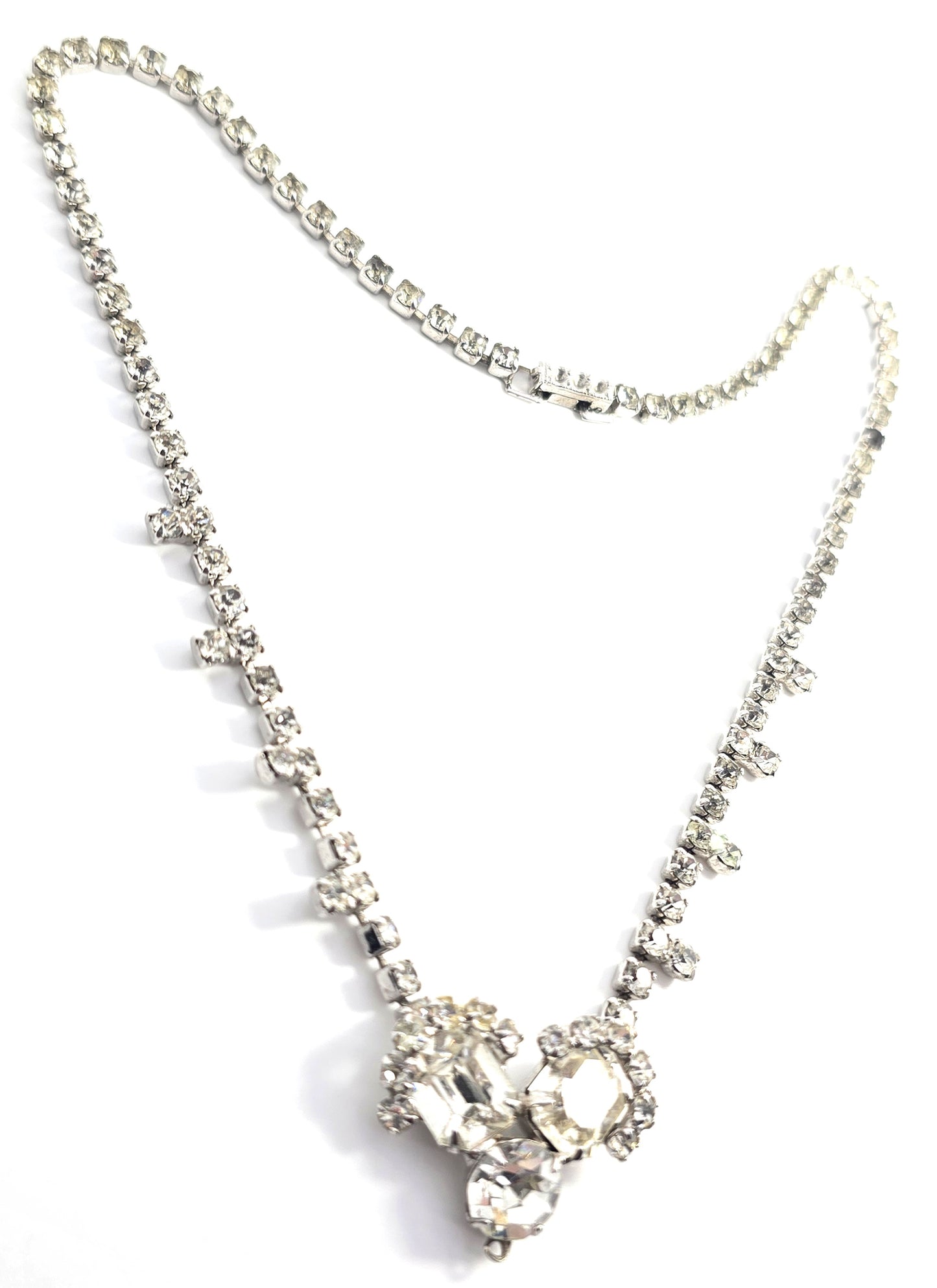 Double halo clear sparkling statement rhinestone vintage choker necklace