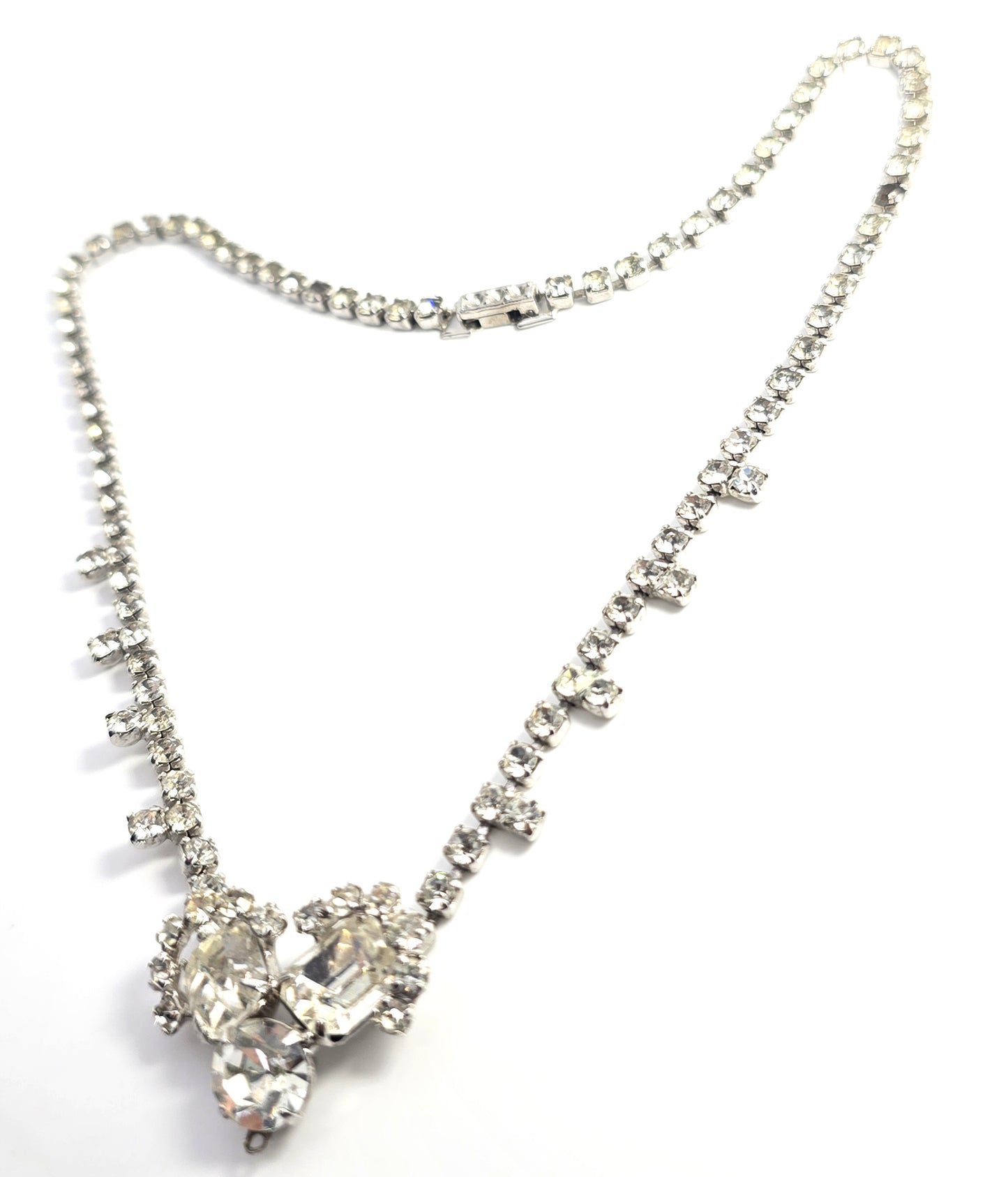 Double halo clear sparkling statement rhinestone vintage choker necklace