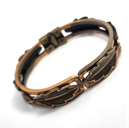 Bell trading Oak Leaf Hinged Vintage Southwestern Bangle Bracelet