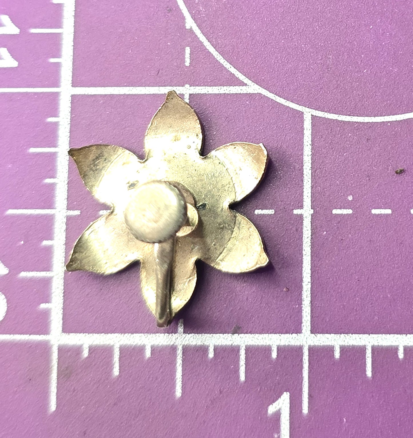 Blue Enamel over copper Artisan Modernist flower vintage screw back earrings