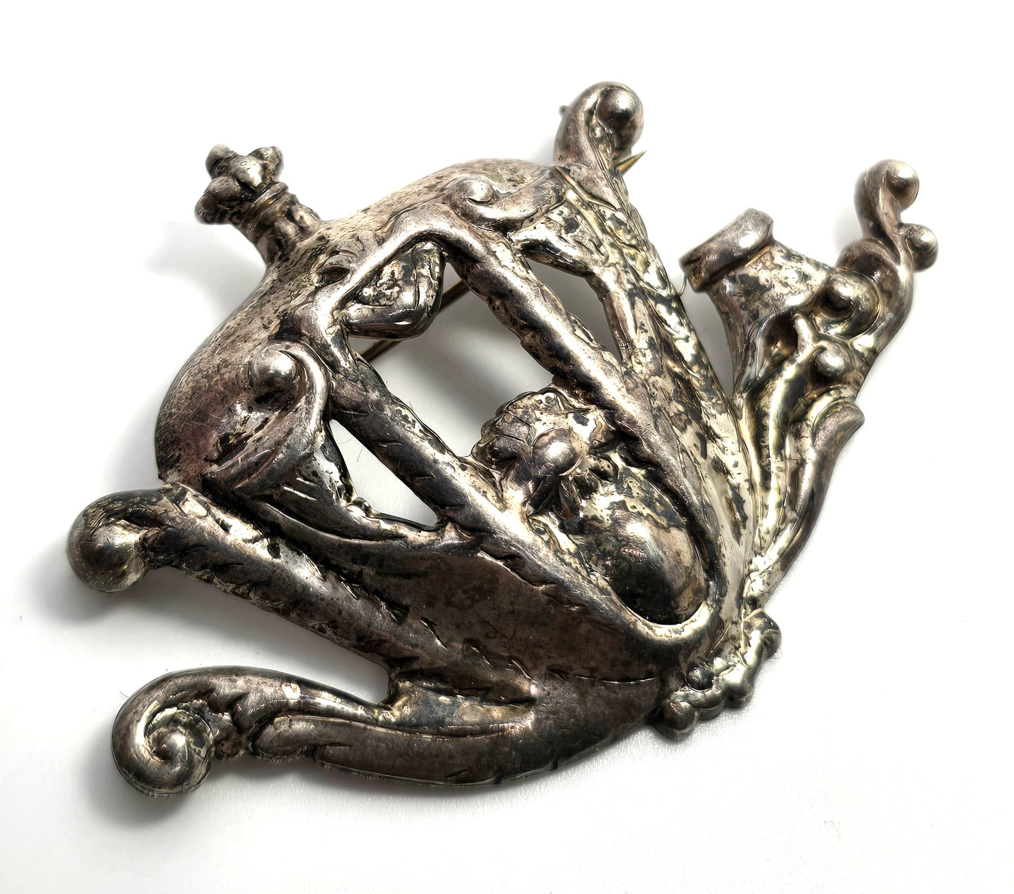 Lang Sterling Silver Vintage Antique Carriage signed Brooch Pin