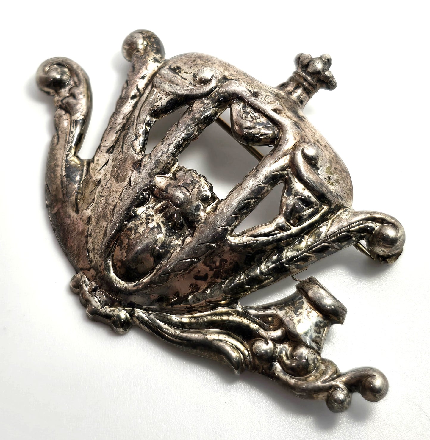 Lang Sterling Silver Vintage Antique Carriage signed Brooch Pin