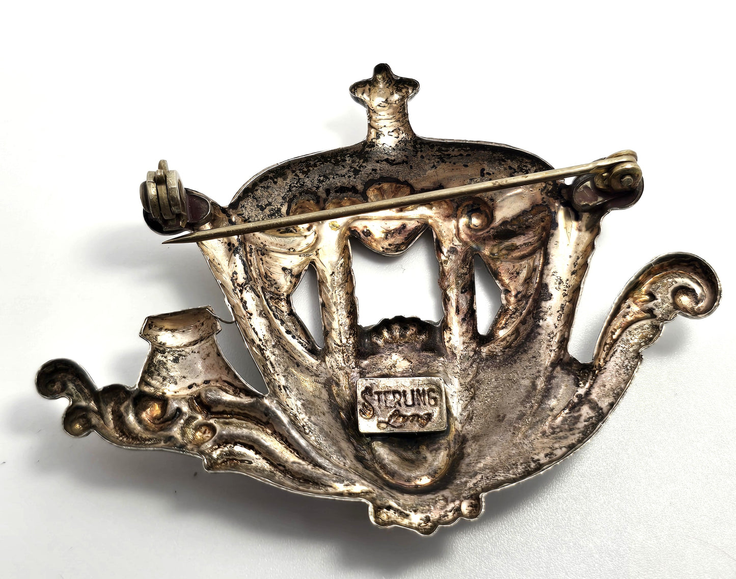 Lang Sterling Silver Vintage Antique Carriage signed Brooch Pin