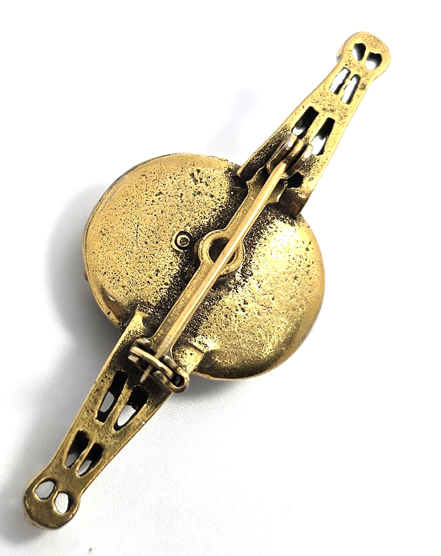 Florenza Vintage Hannya Mask Gold Tone Pin. Noh Japanese brooch