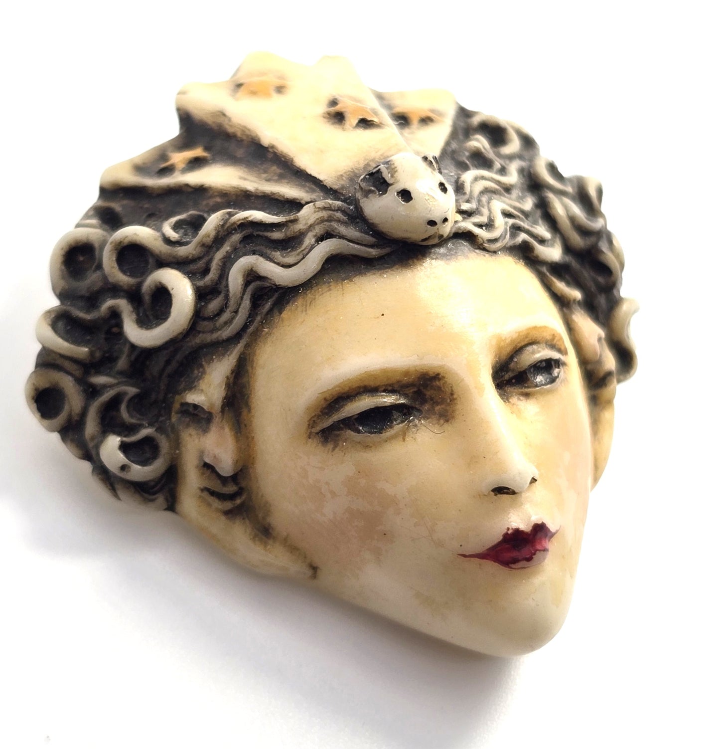 Raven Studios Sylvia Massey Mouse & Moons Hand Painted Sculpted Face Brooch 55/400