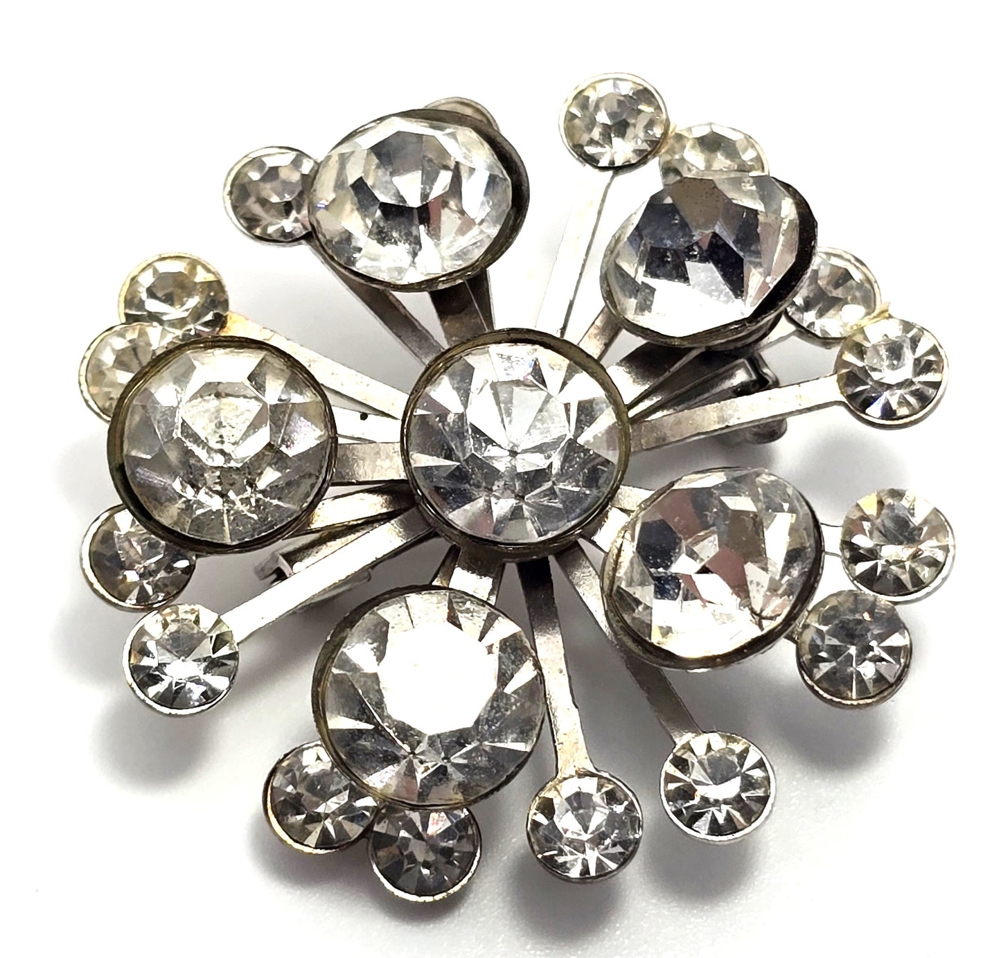 Clear rhinestone vintage flower mid century small scatter brooch