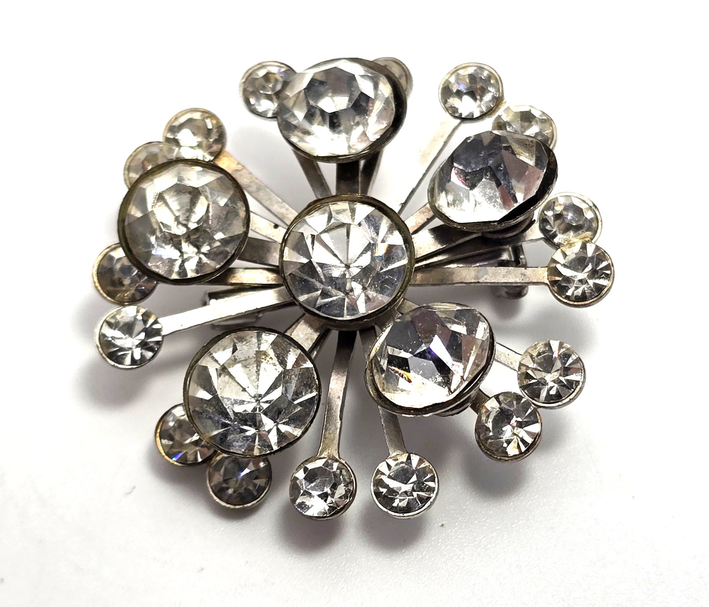 Clear rhinestone vintage flower mid century small scatter brooch