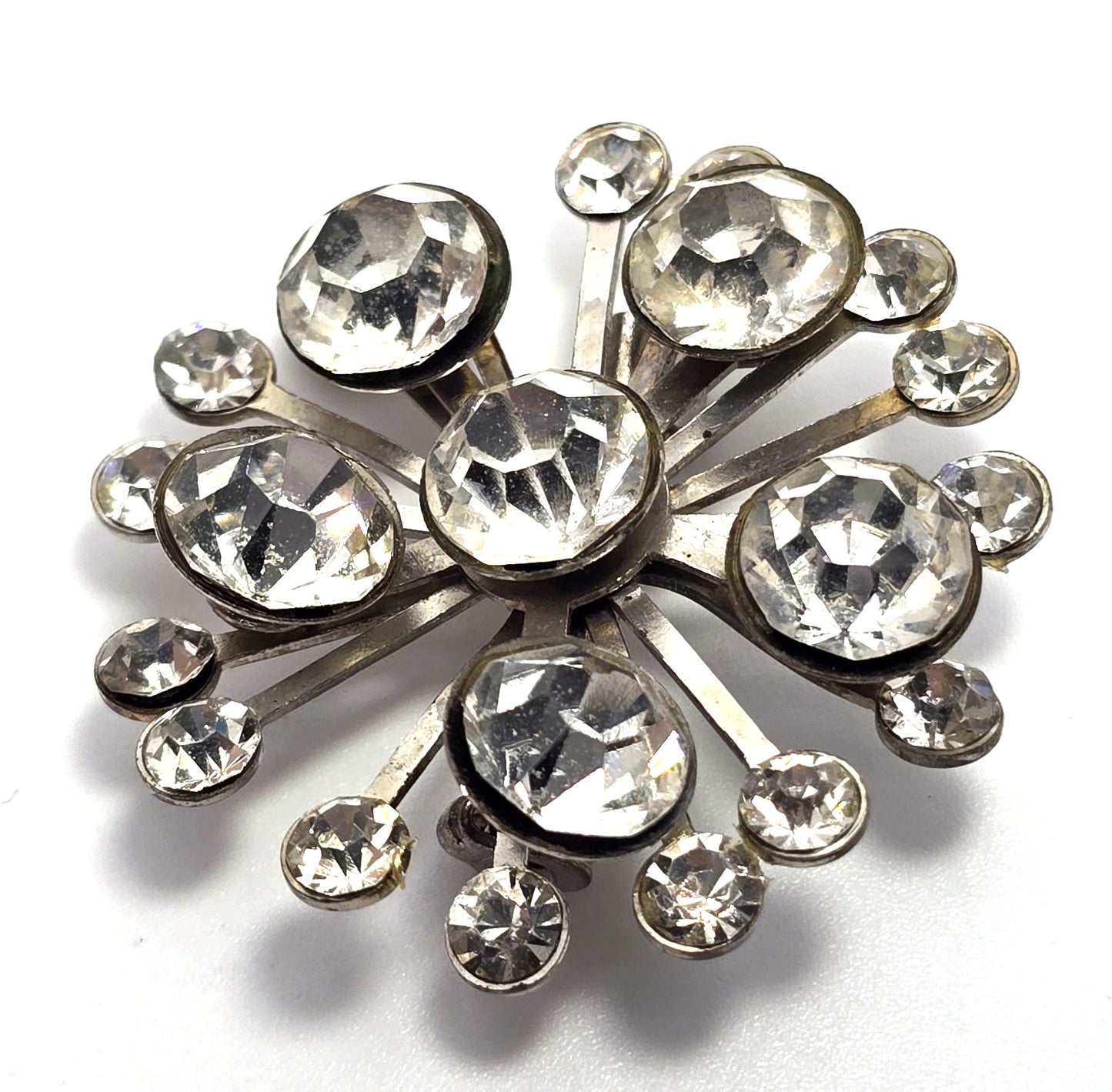 Clear rhinestone vintage flower mid century small scatter brooch