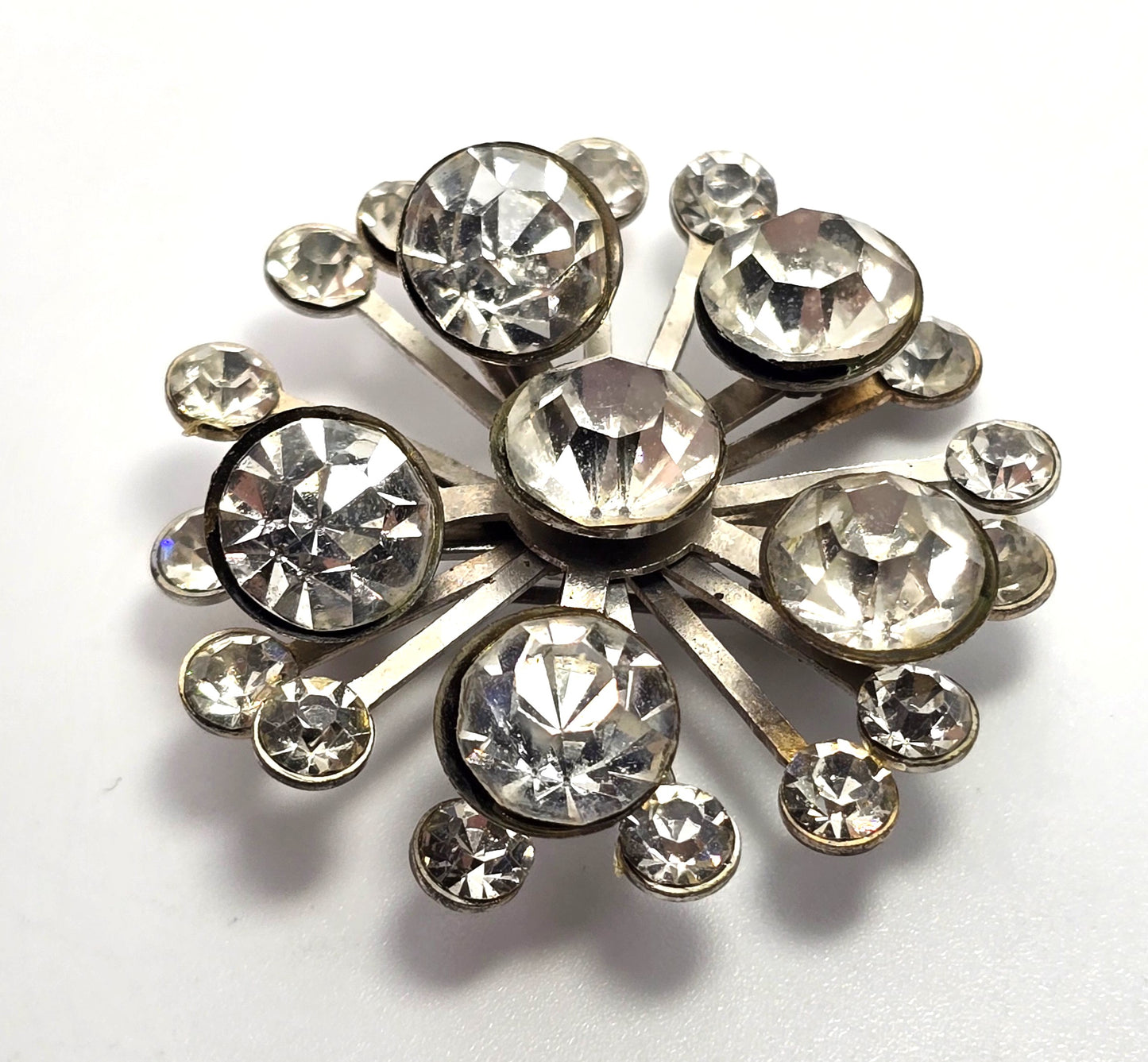 Clear rhinestone vintage flower mid century small scatter brooch
