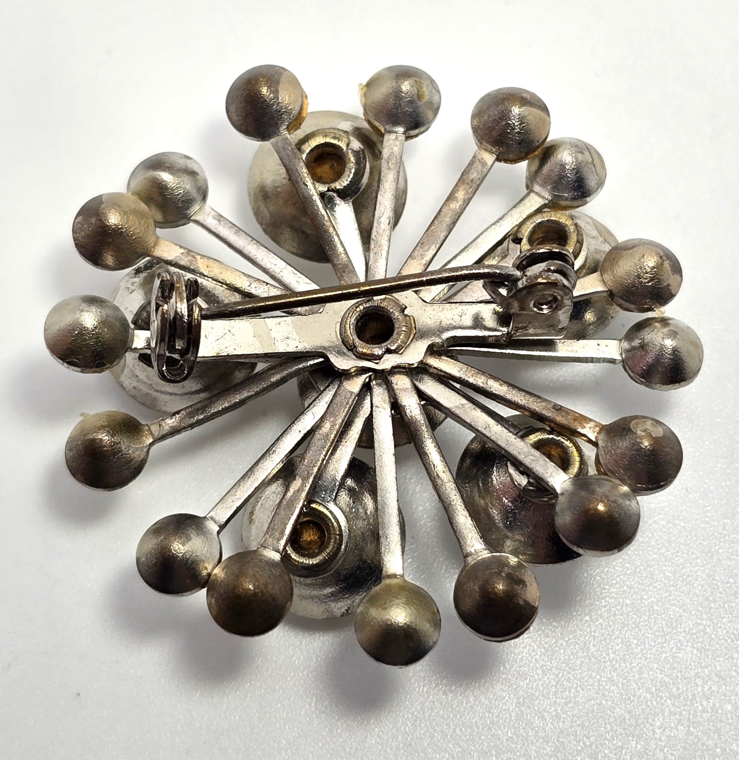 Clear rhinestone vintage flower mid century small scatter brooch