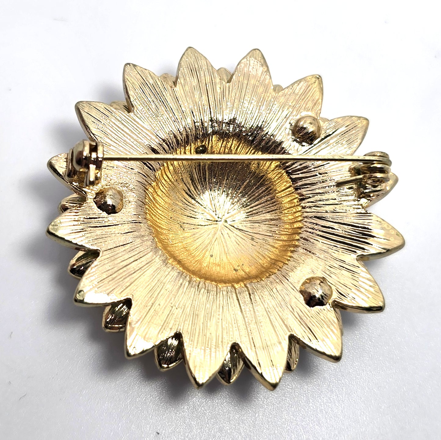 Napier Orange and Green autumn retro rhinestone sunflower vintage flower brooch
