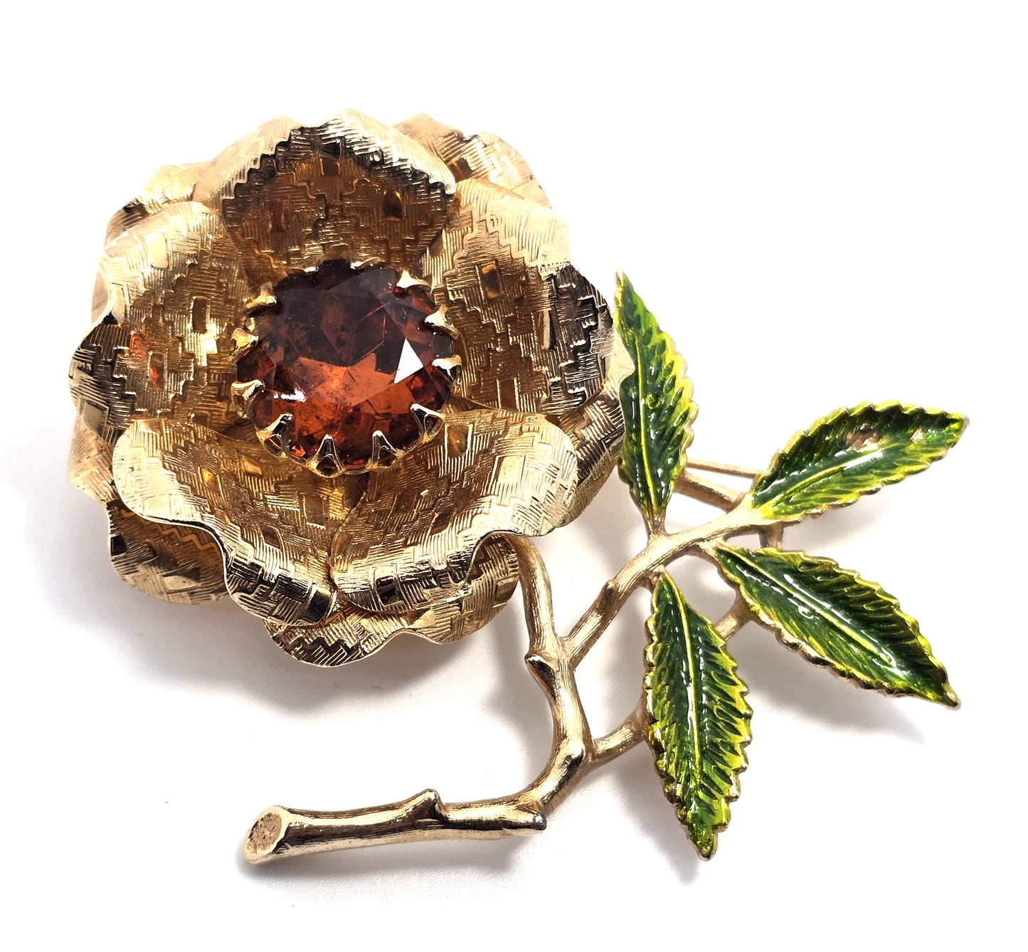 Sarah Coventry Ember Flower 1960's signed vintage gold toned flower brooch
