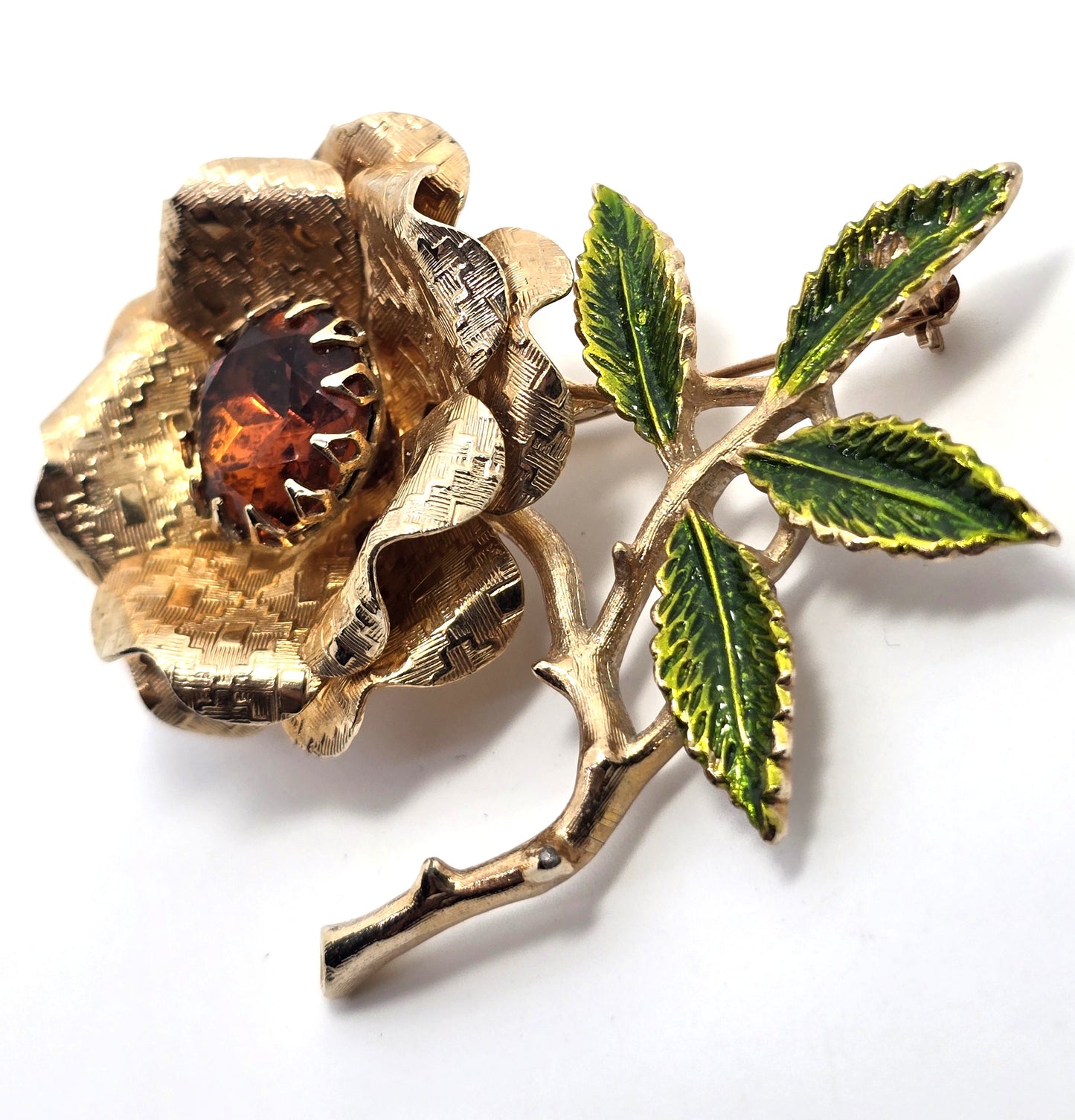 Sarah Coventry Ember Flower 1960's signed vintage gold toned flower brooch