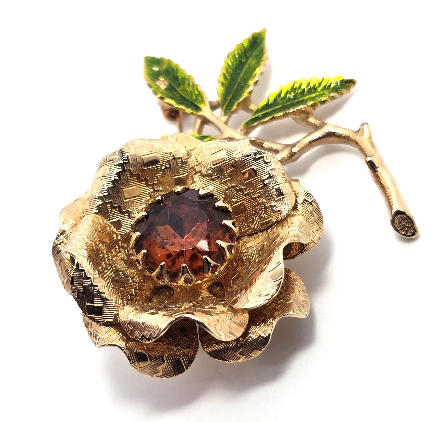 Sarah Coventry Ember Flower 1960's signed vintage gold toned flower brooch