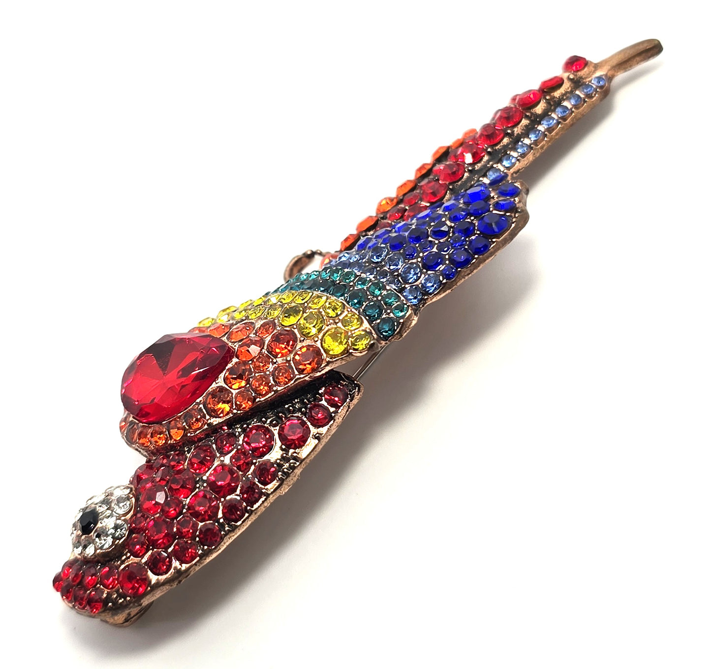 McCaw Parrot red rainbow rhinestone Enamel figural bird brooch