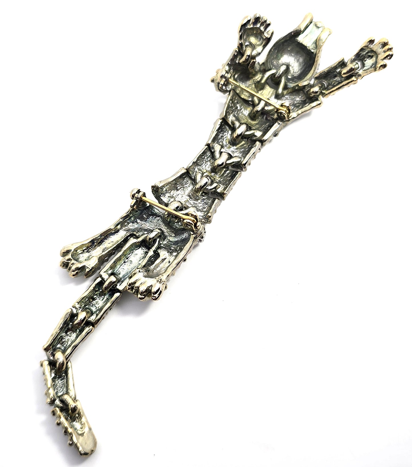 Panther Big Cat Shoulder articulated 1980's vintage Rhinestone Brooch