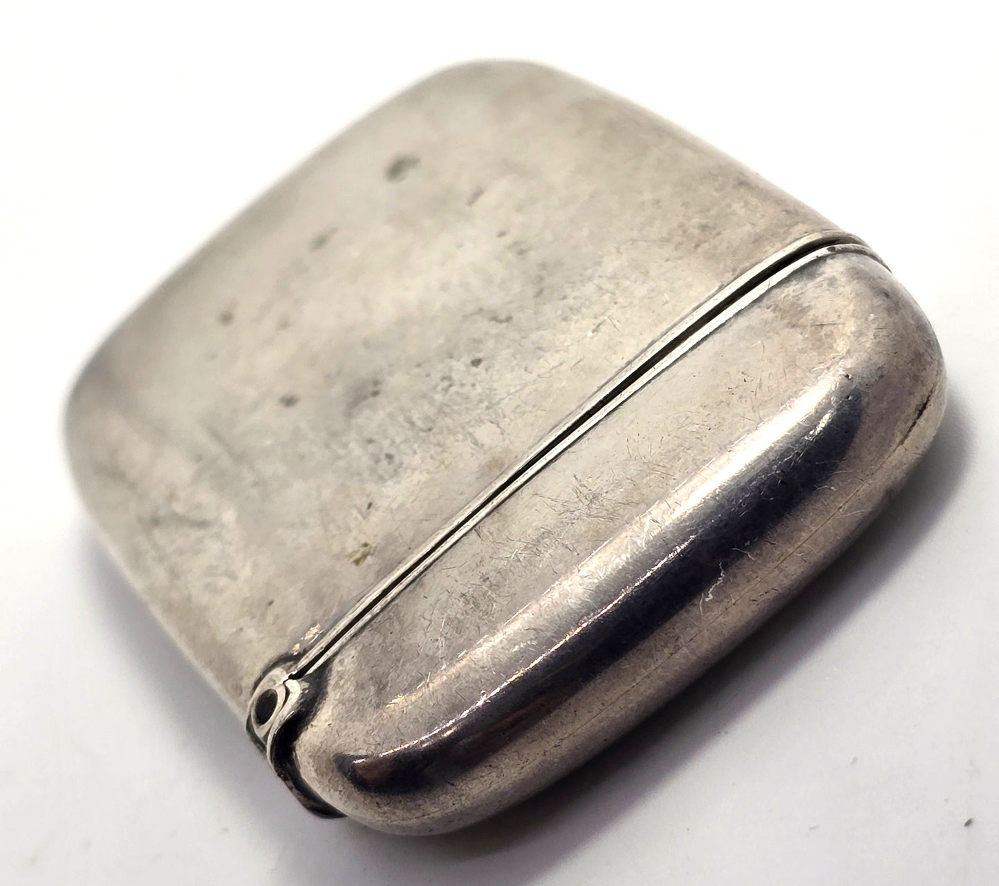 Victorian etched monogram B antique sterling silver match card safe case
