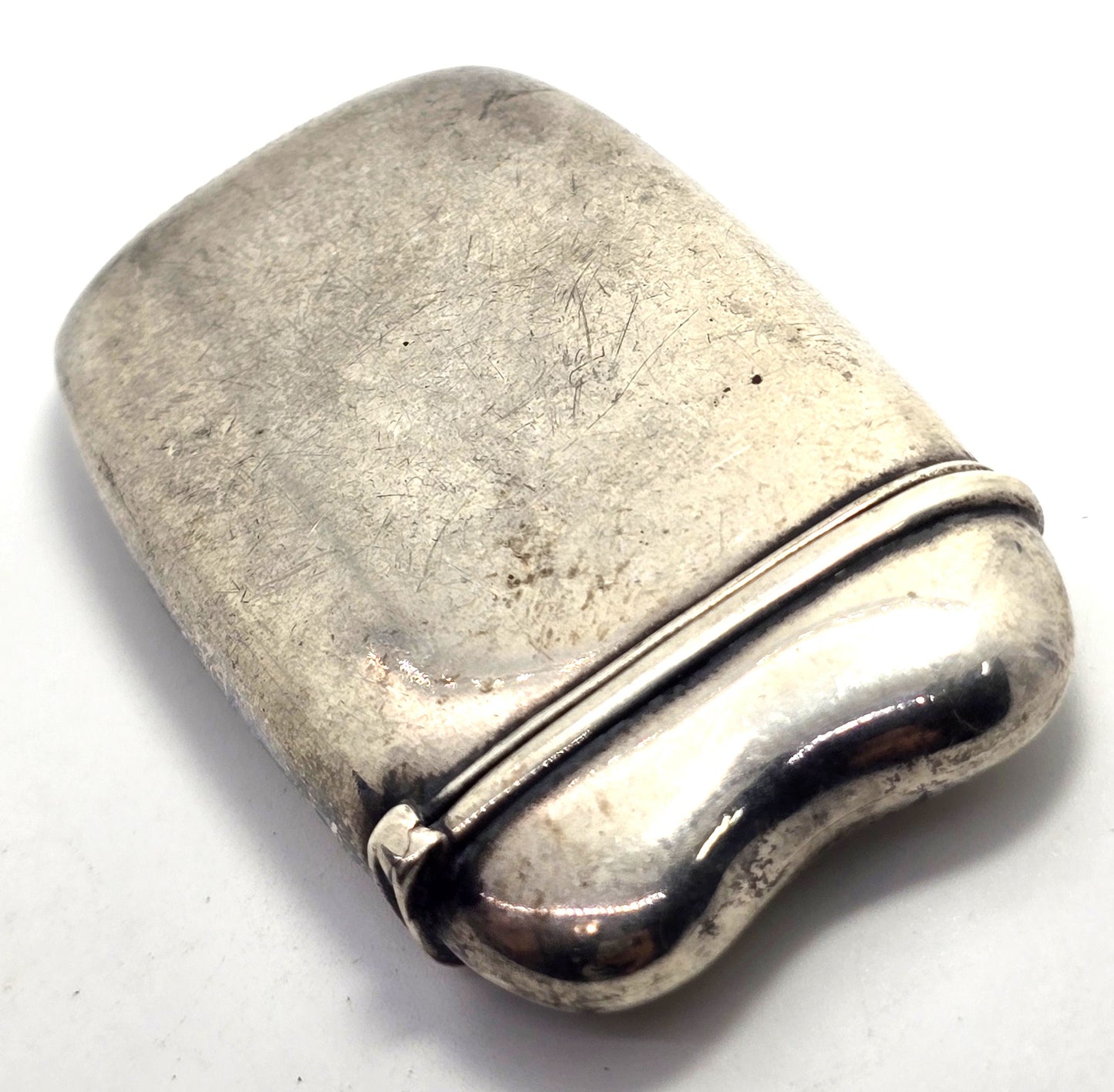 Victorian etched monogram ZS antique sterling silver match safe vesta case