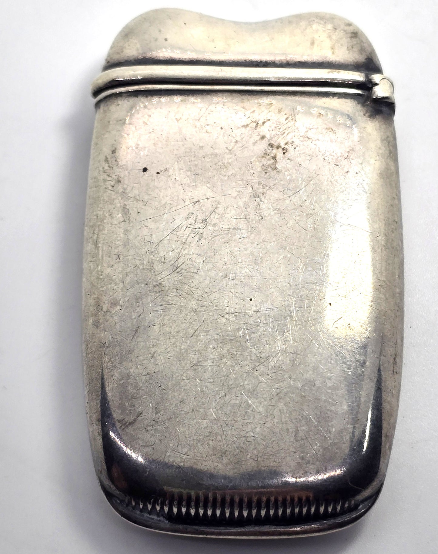 Victorian etched monogram ZS antique sterling silver match safe vesta case