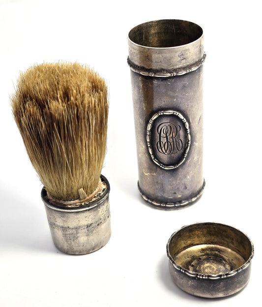 Tiffany and Company antique boar bristle sterling silver shaving brush 925-1000