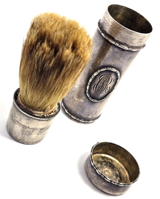 Tiffany and Company antique boar bristle sterling silver shaving brush 925-1000
