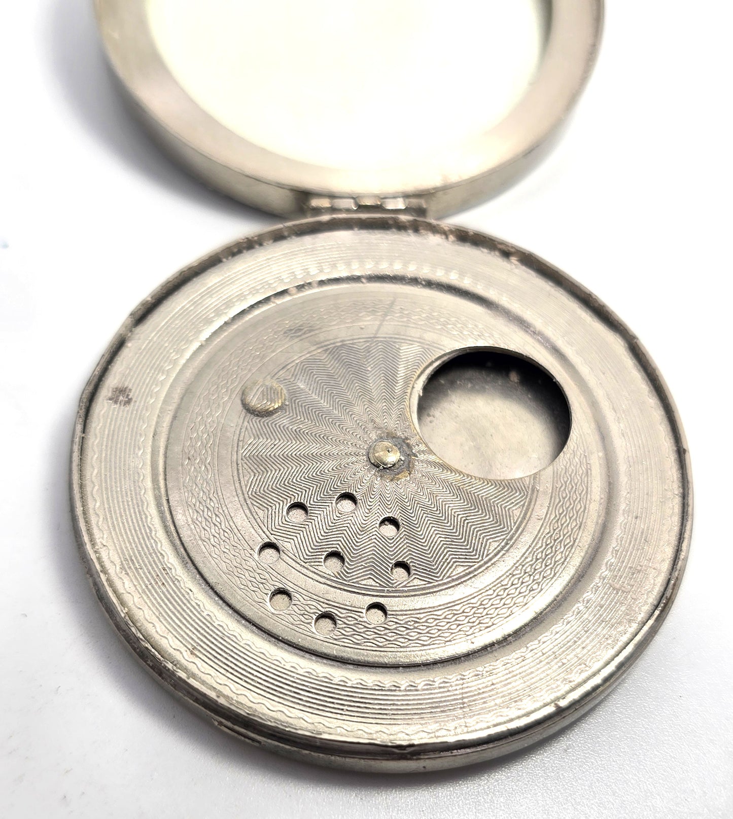 Evans rotating sifter disc Art Deco Antique mirror Powder Compact