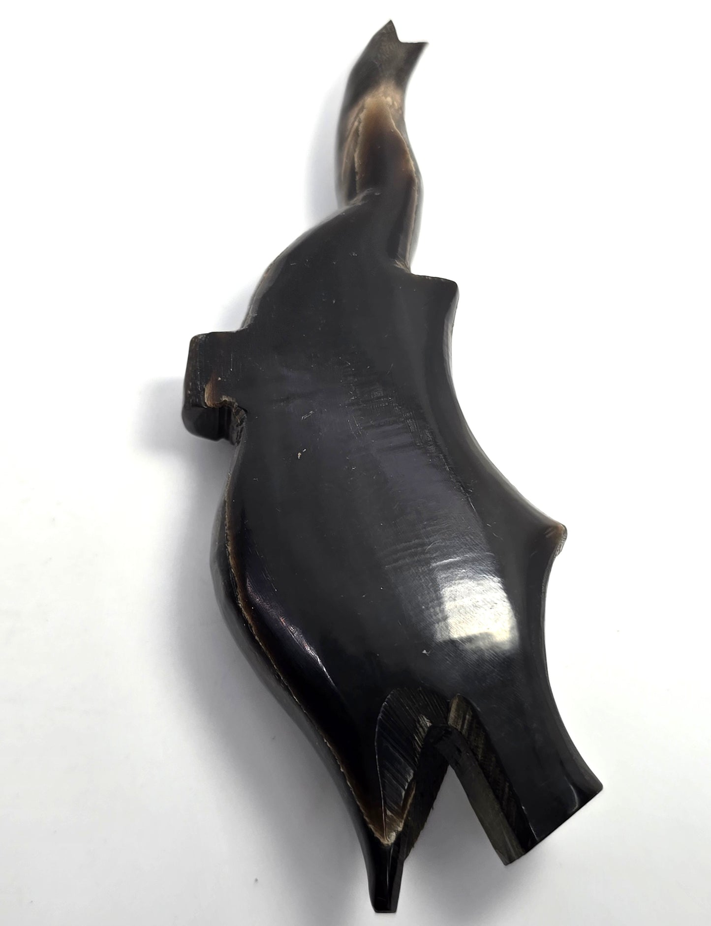 Carved Buffalo horn elephant figural snuff box artisan container
