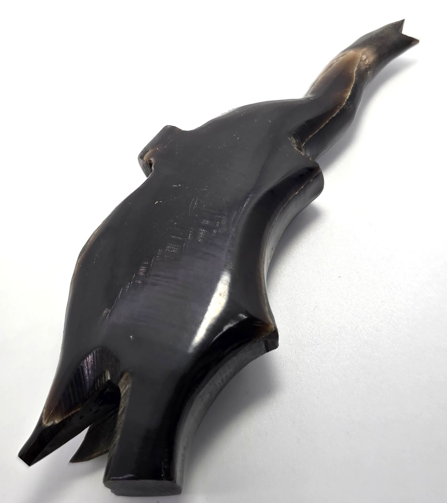 Carved Buffalo horn elephant figural snuff box artisan container