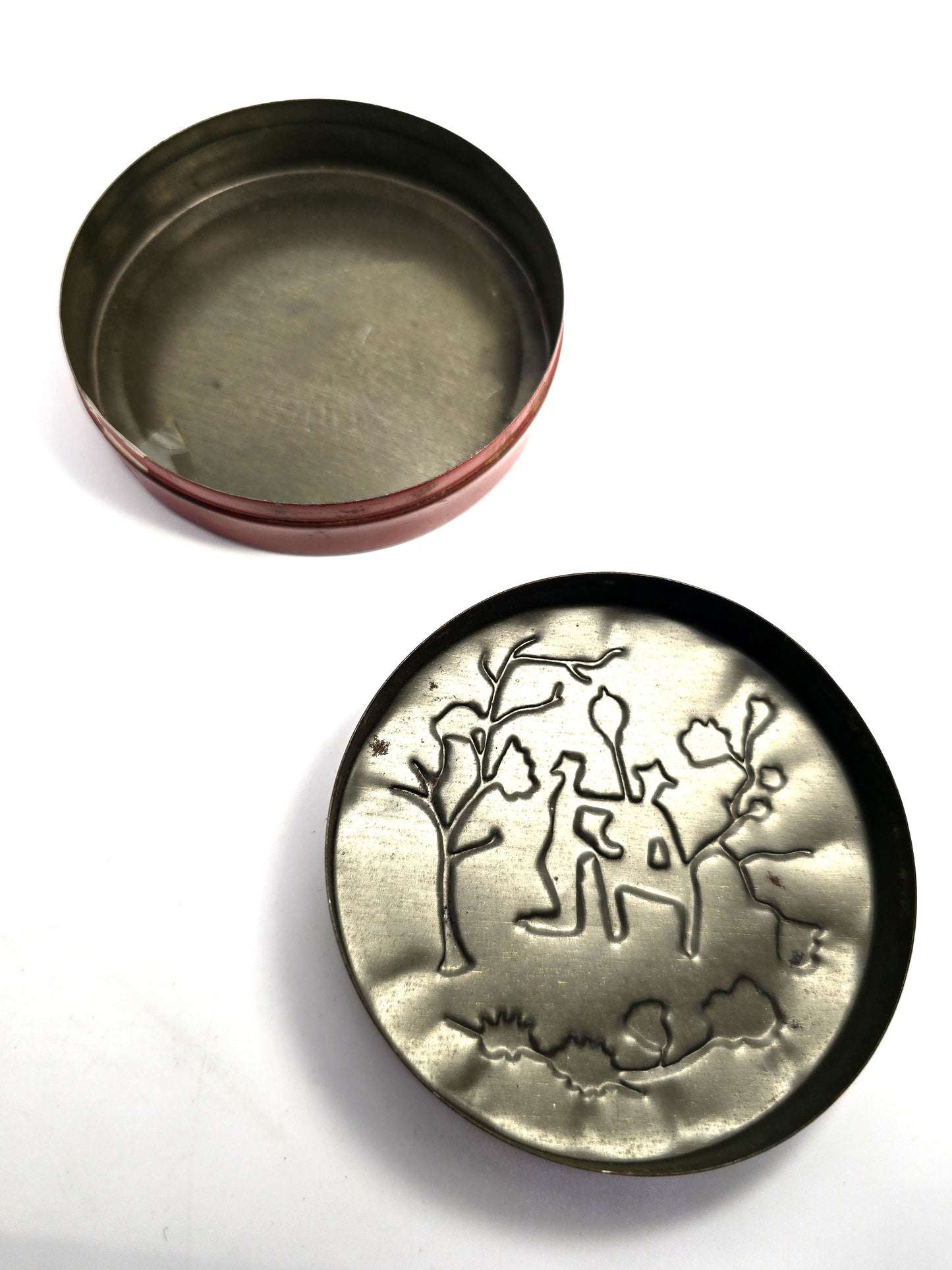 Sweet Vintage tin Baret Ware miniature tin Oriental scene small tin Made in England