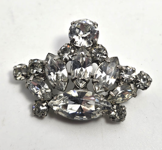 Kramer of New York marquis cut clear rhinestone vintage tiara brooch
