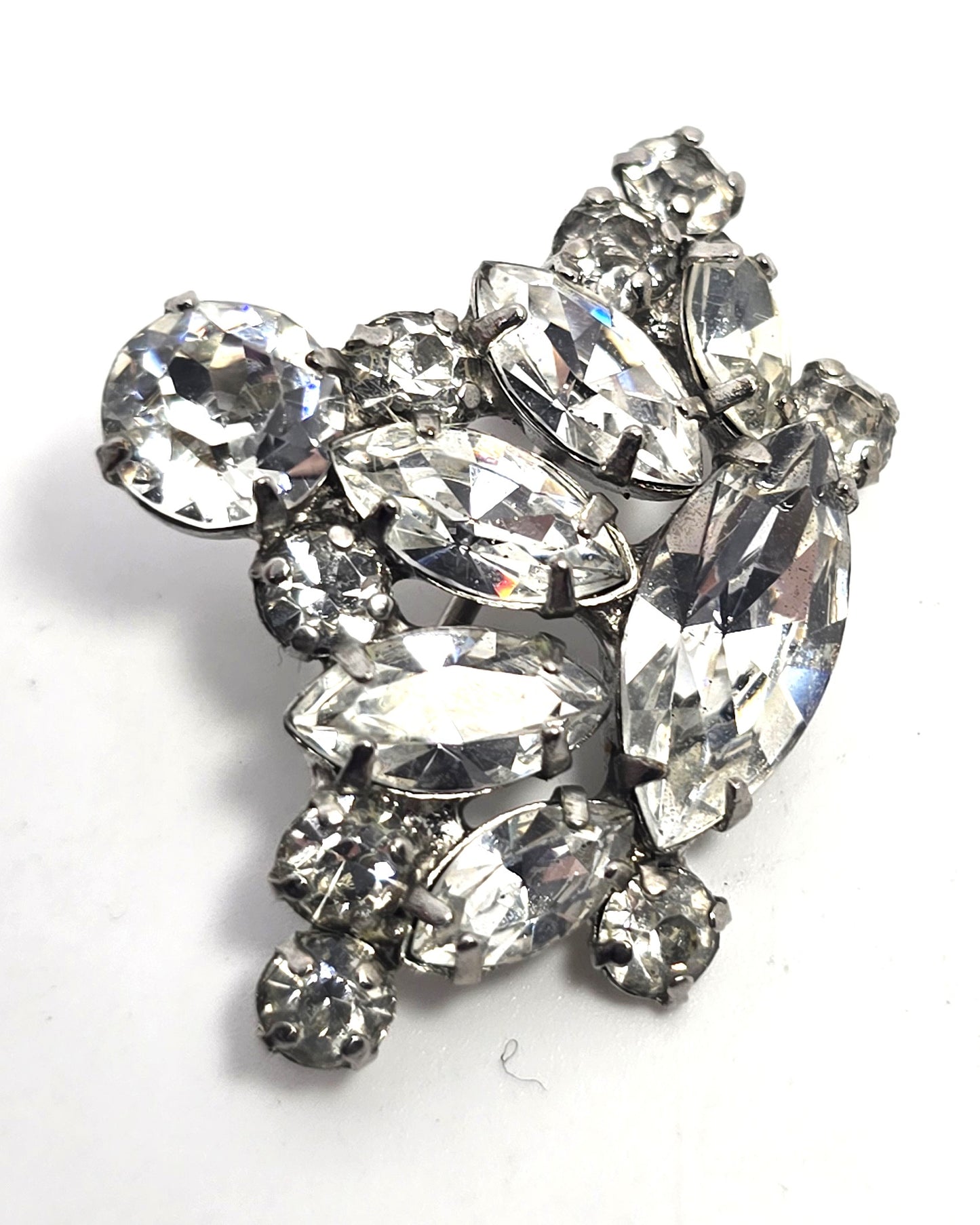 Kramer of New York marquis cut clear rhinestone vintage tiara brooch
