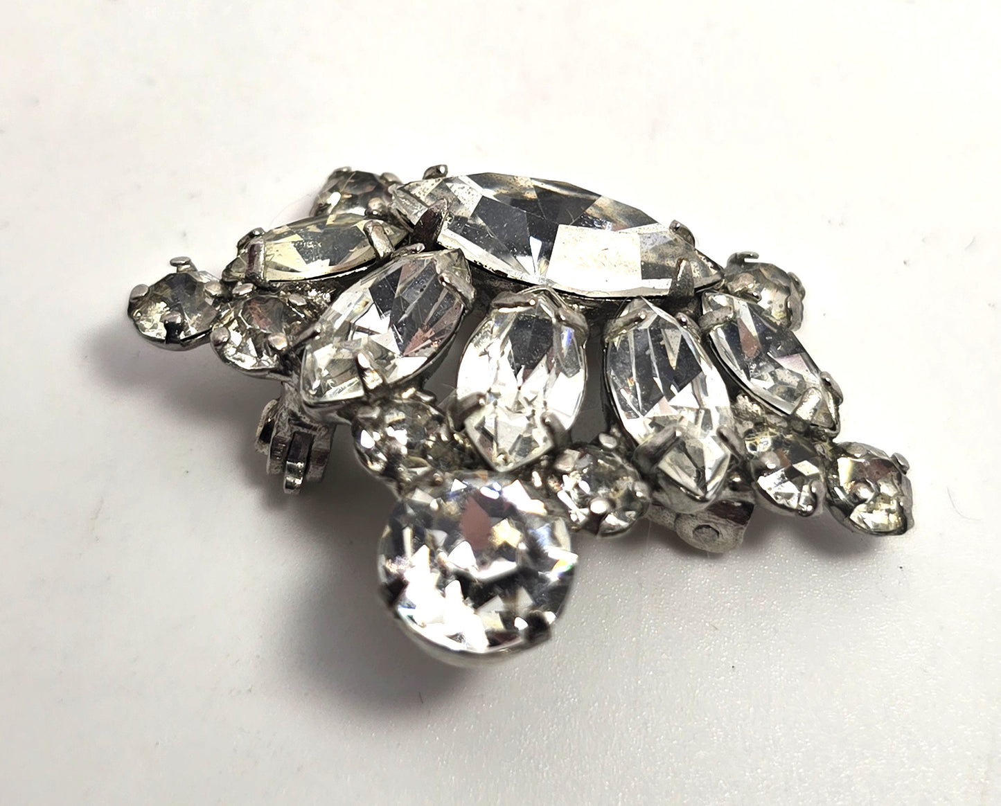 Kramer of New York marquis cut clear rhinestone vintage tiara brooch