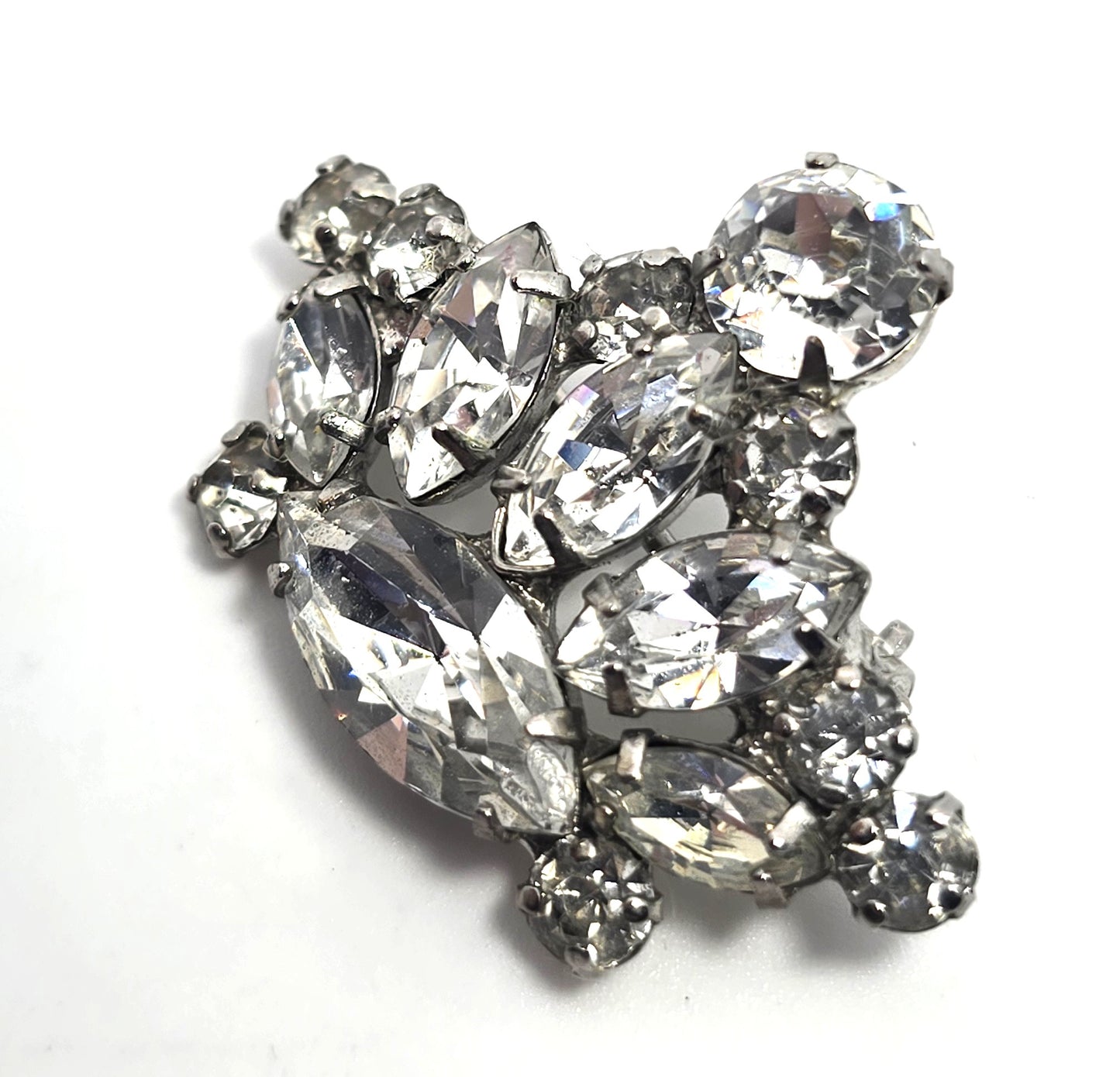 Kramer of New York marquis cut clear rhinestone vintage tiara brooch