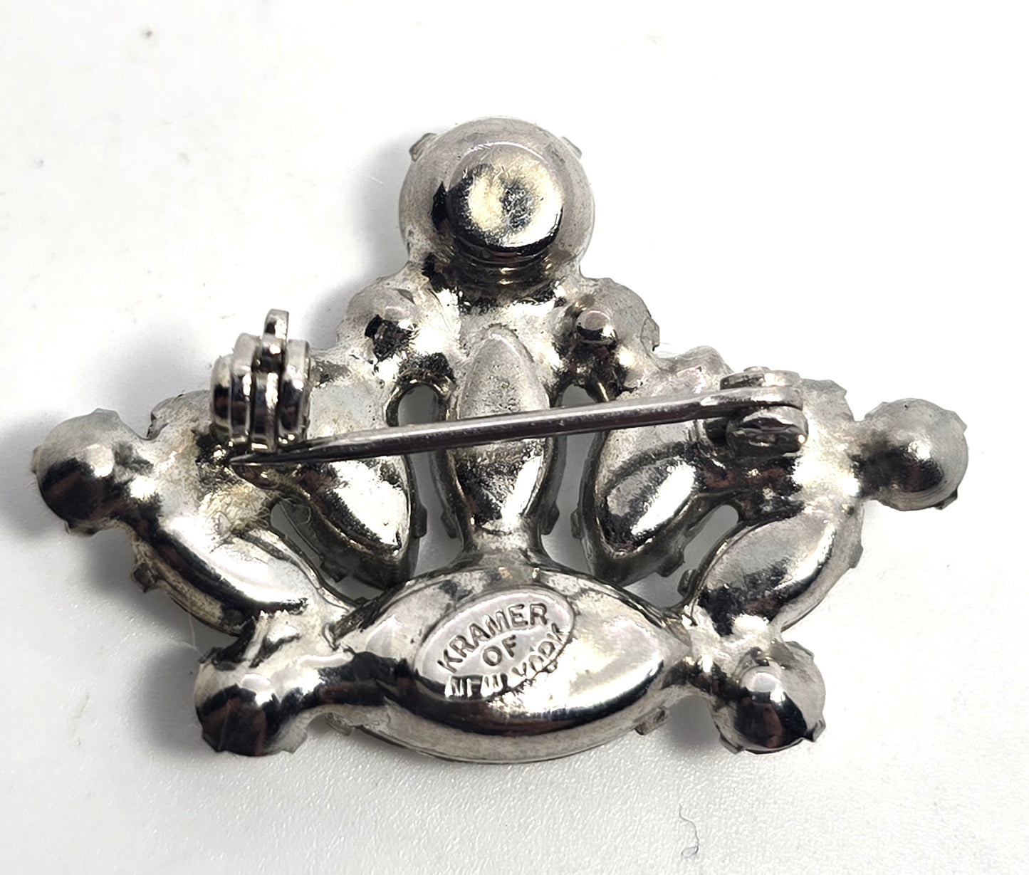 Kramer of New York marquis cut clear rhinestone vintage tiara brooch