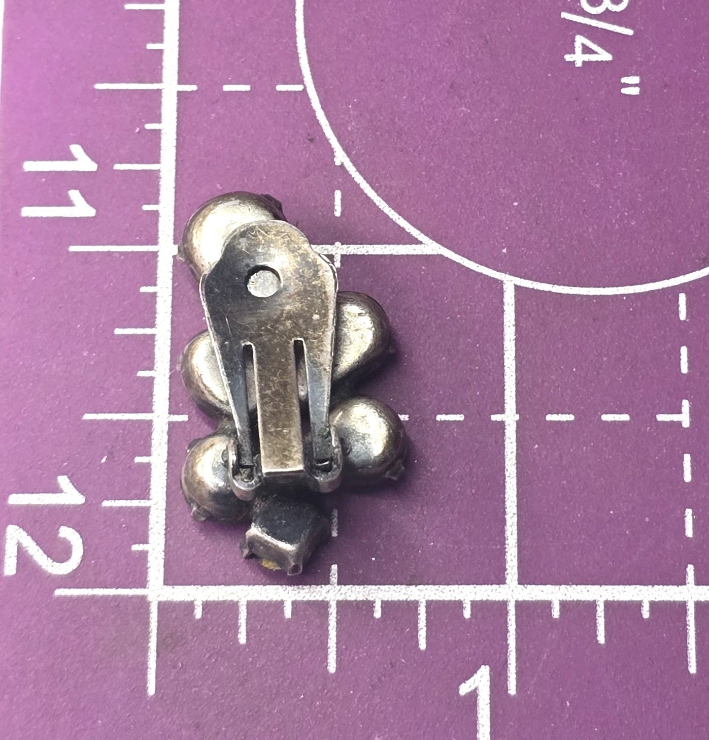 Smokey grey pear cut mid century cluster vintage clip on earrings