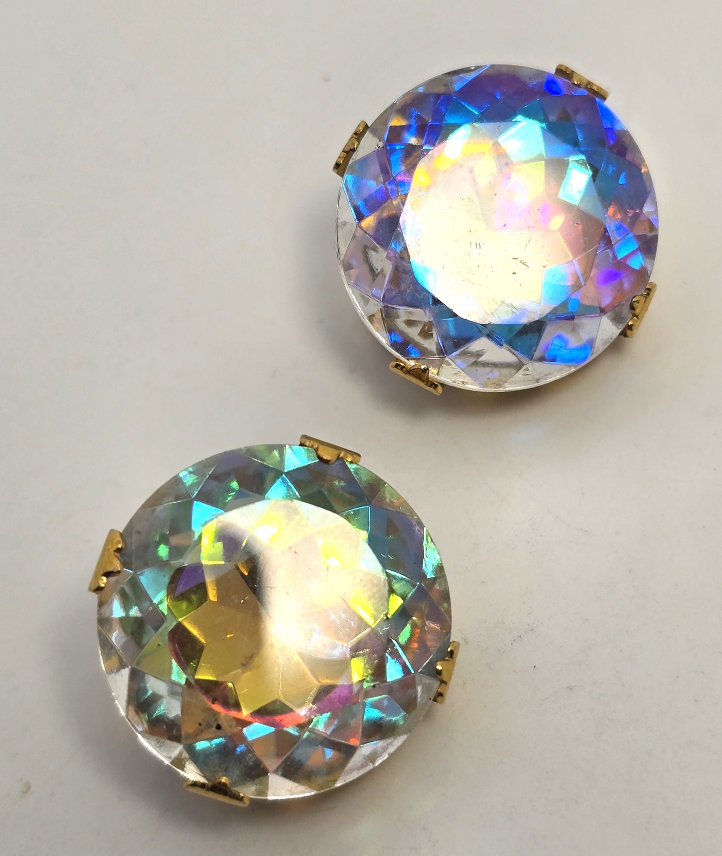 Zoe Coste Designs vintage Zultanite large headlight Rhinestone clip on earrings